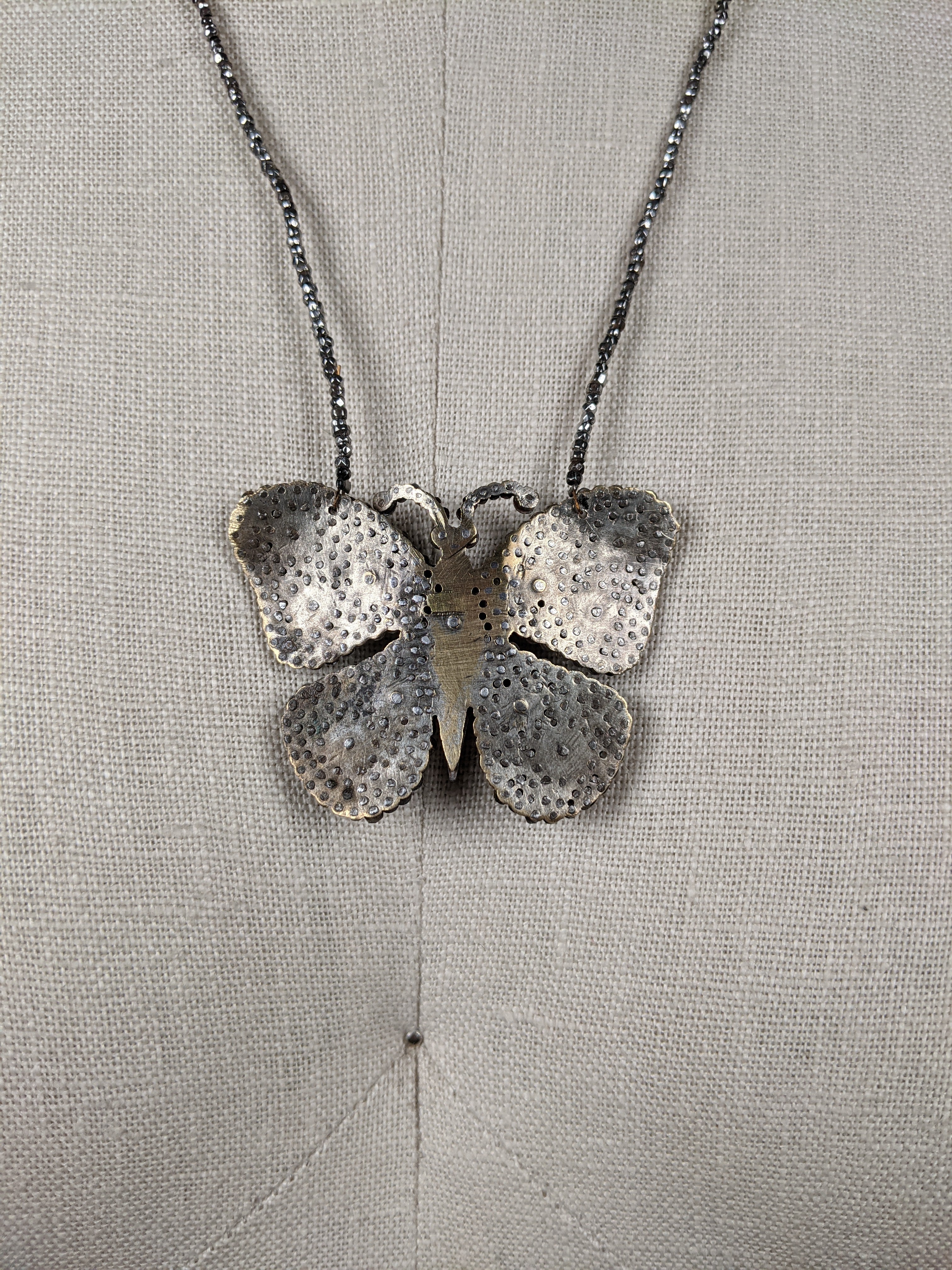 19th c. Cut Steel Butterfly Necklace
