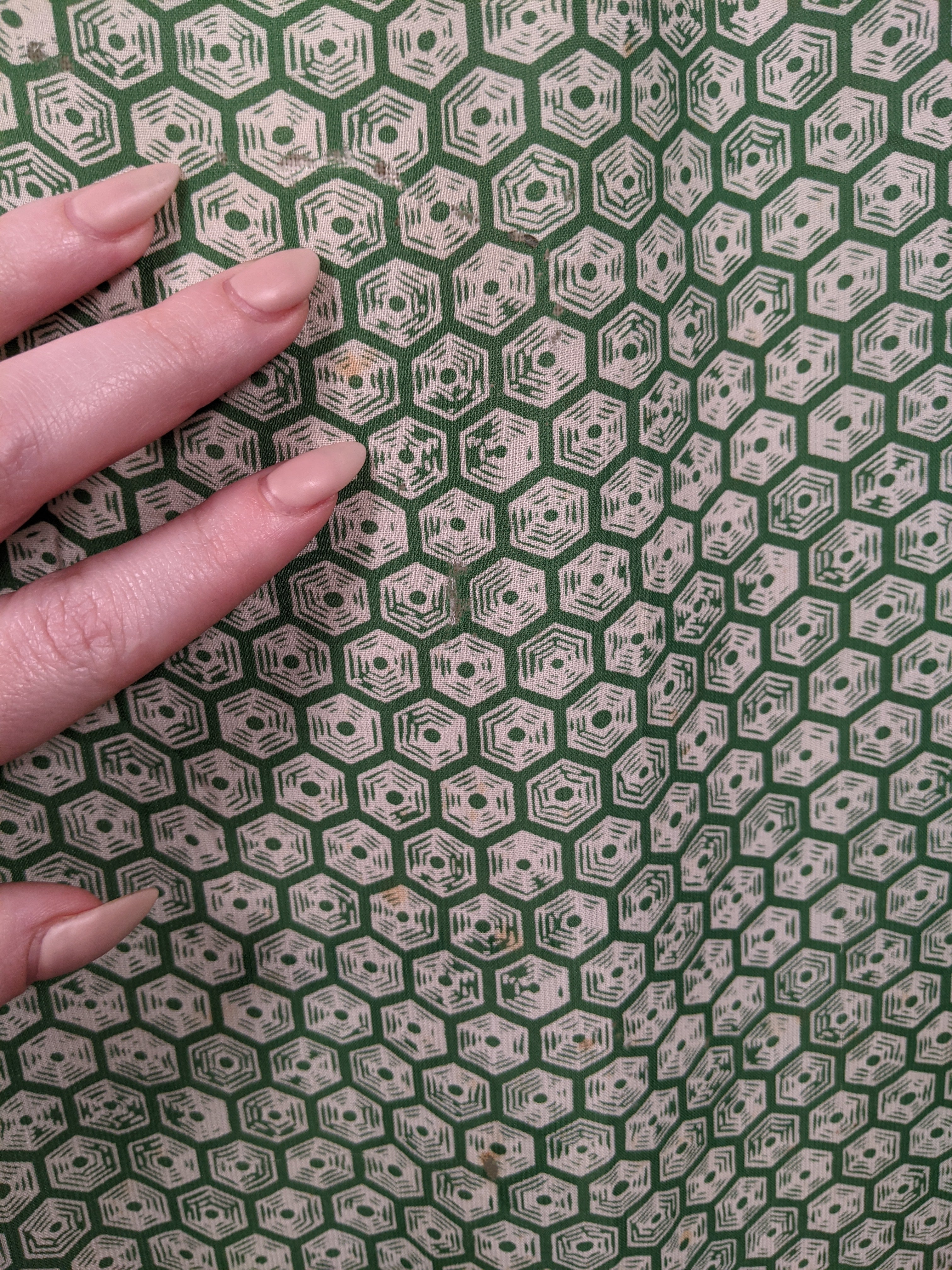 1930s Rayon Spiderweb Novelty Print Dress