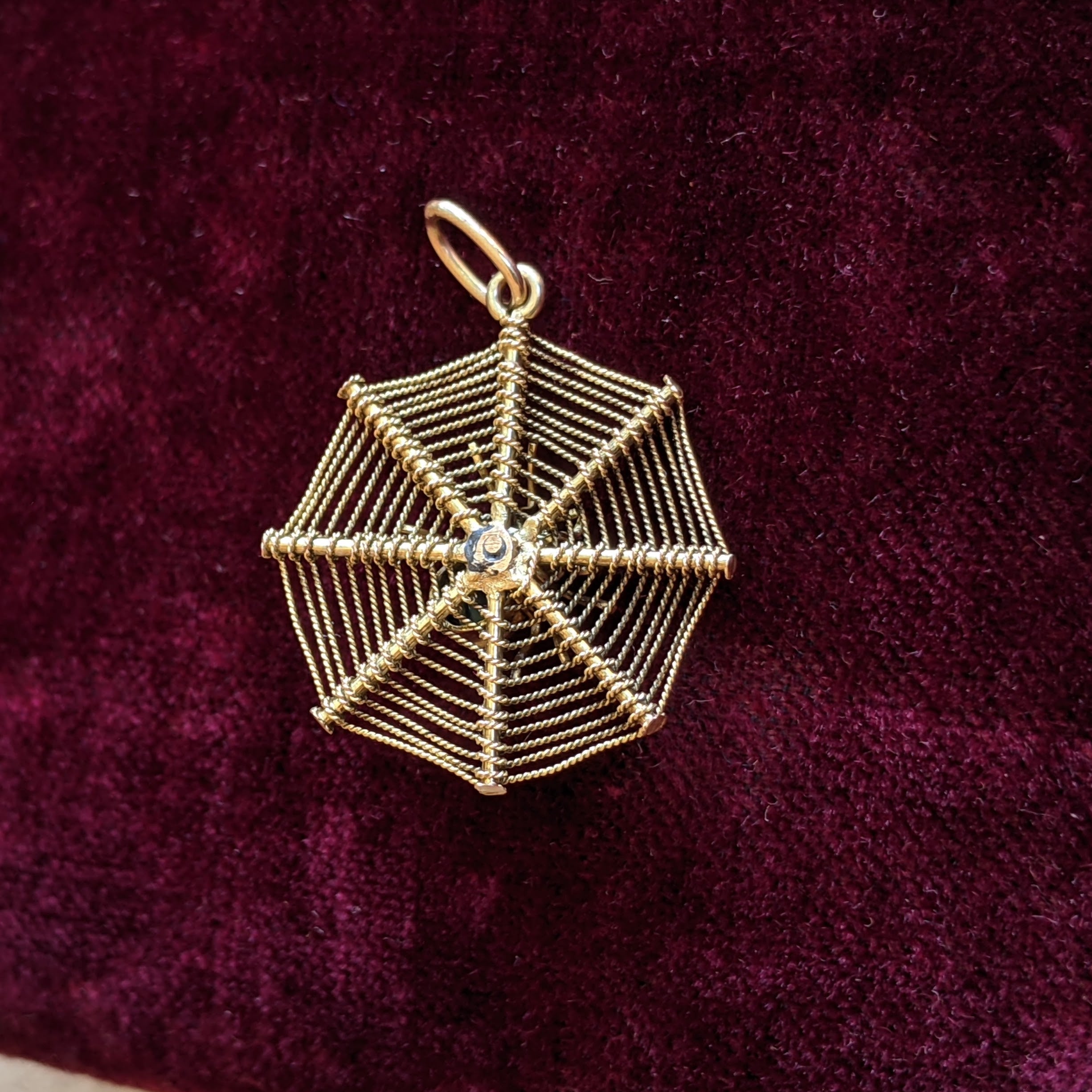 1900s 9k Gold Spider Web Pendant