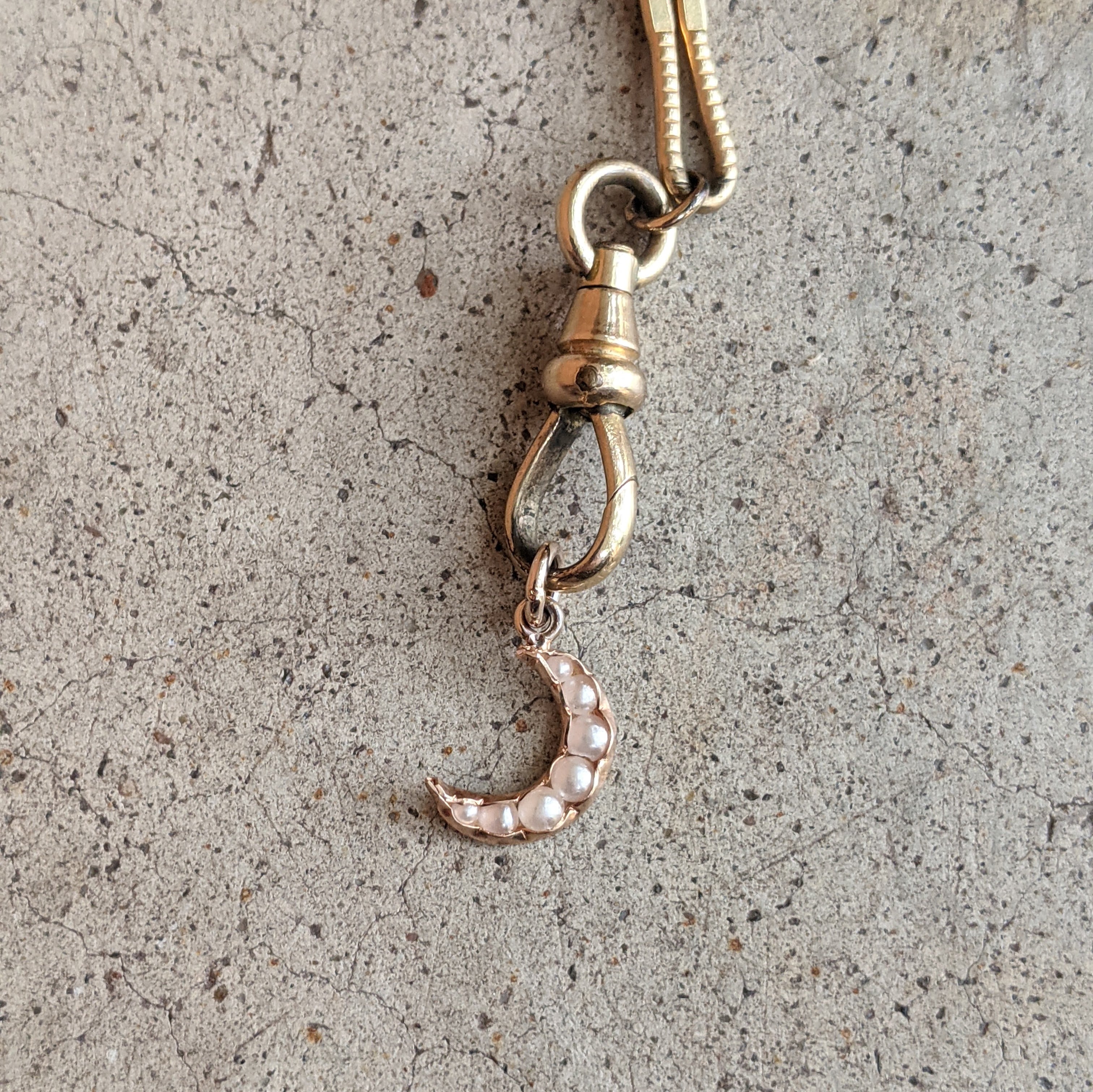 1910s Crescent Moon Seed Pearl Charm