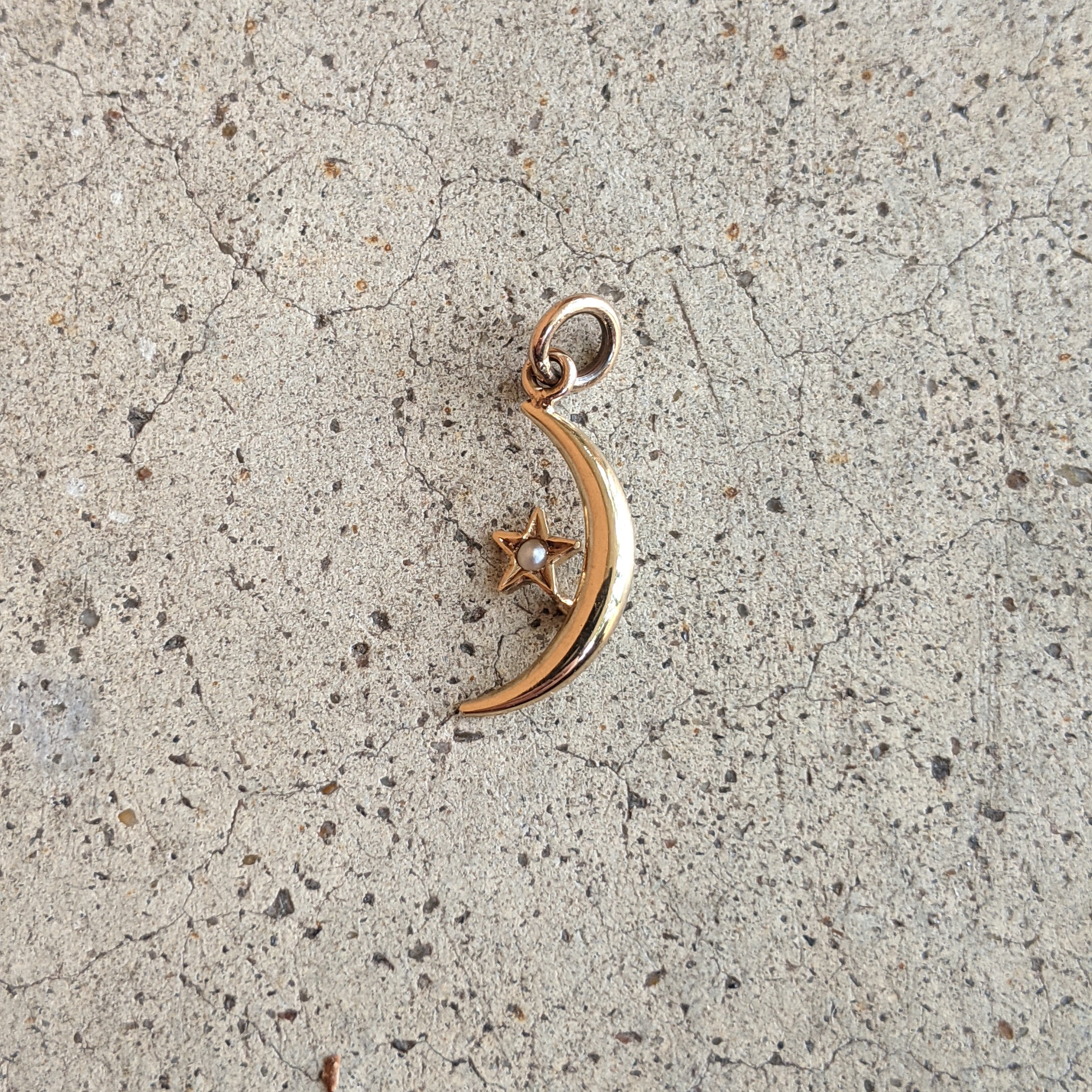 1910s 10k Gold Moon + Star Charm