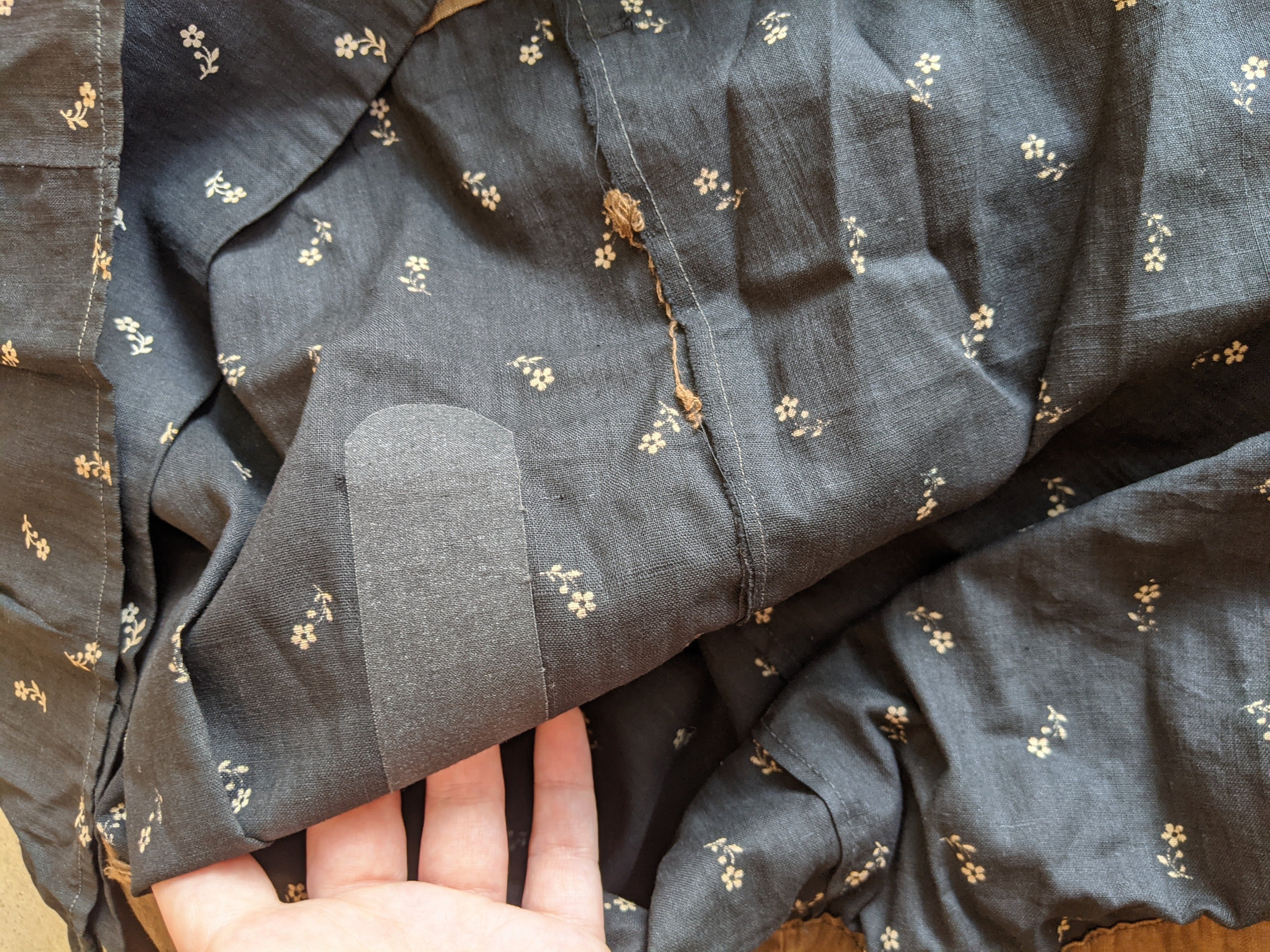 c. 1890s-1900s Dark Indigo Calico Dress