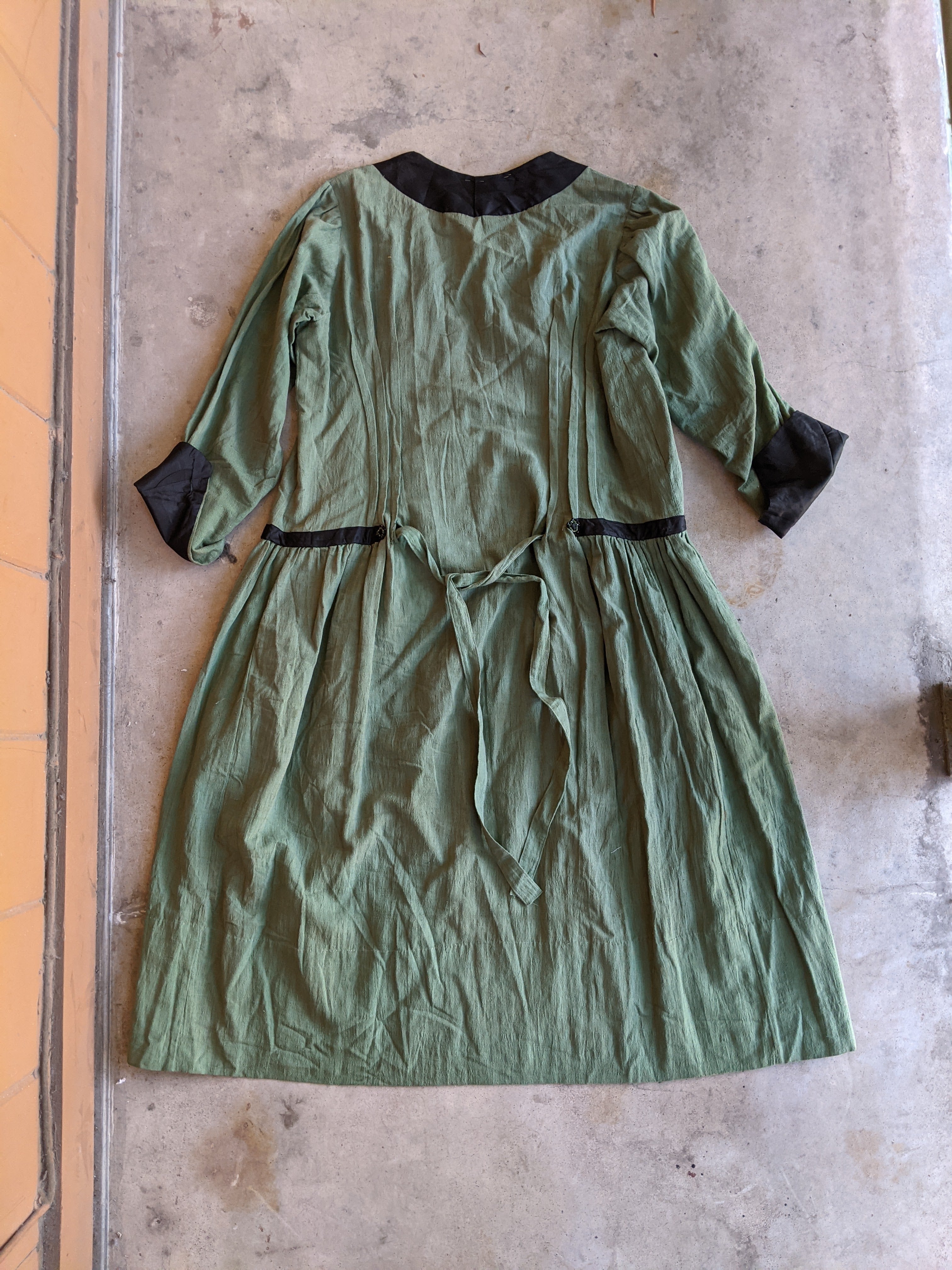 1920s Green Linen Dress