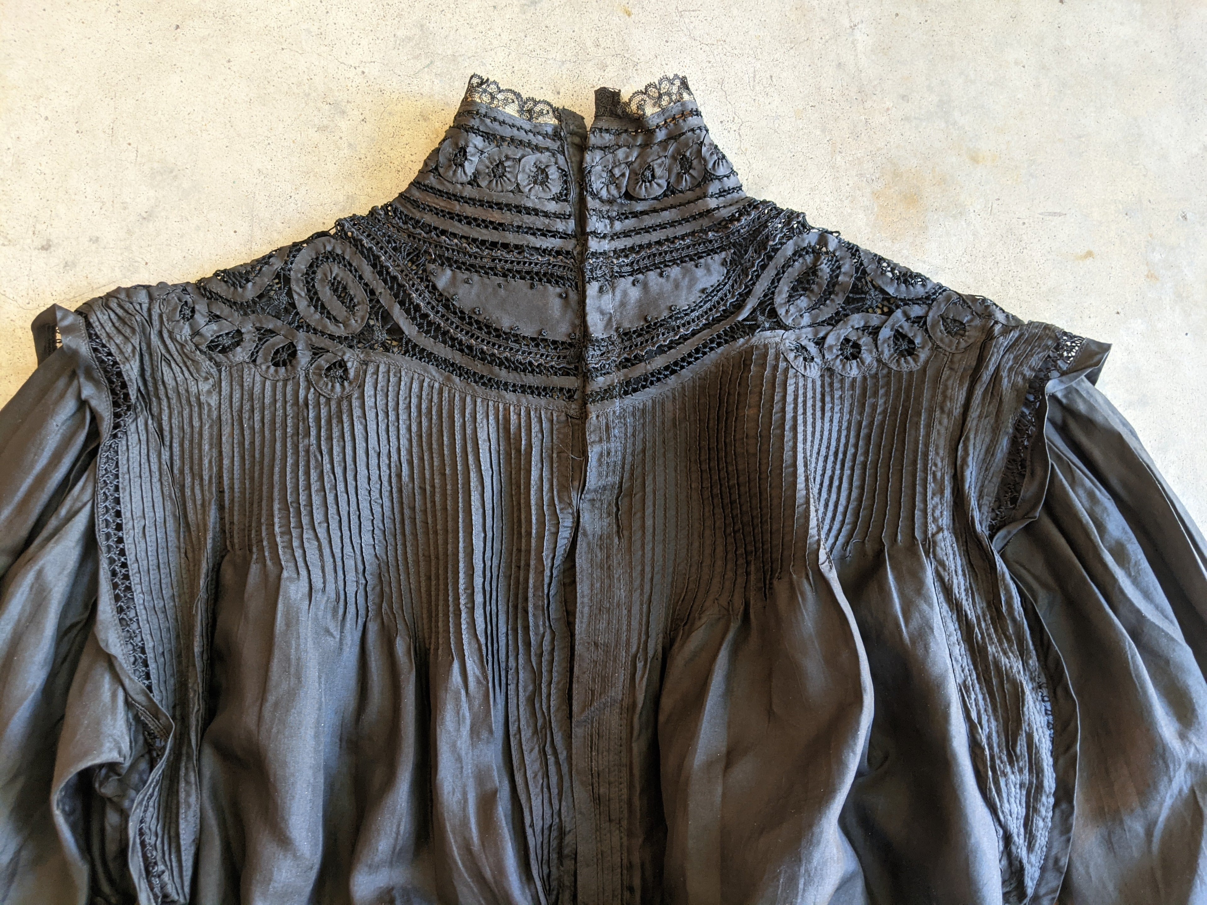 1900s Black Silk Shirt-Waist