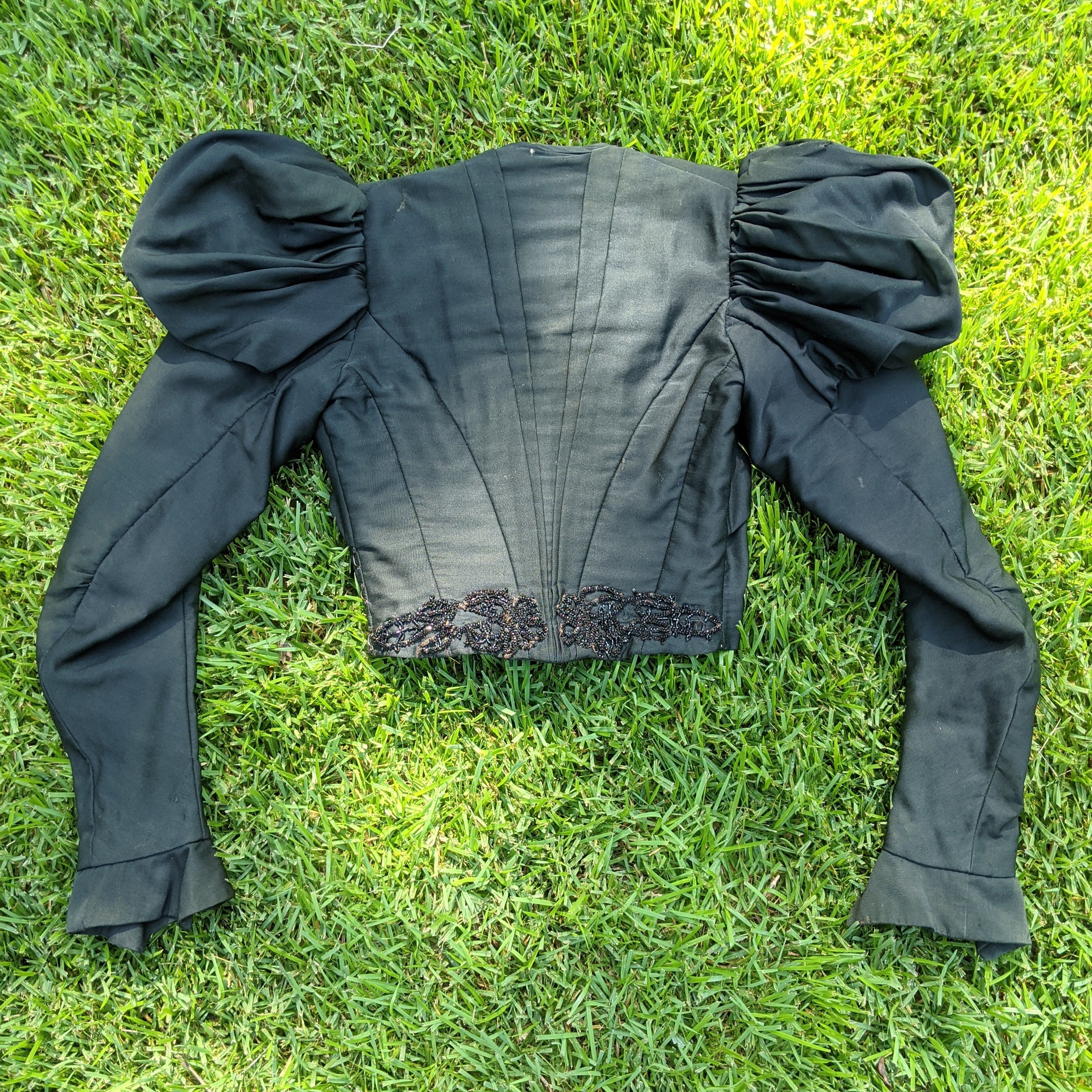 1890s Green + Black Gigot Sleeve Bodice
