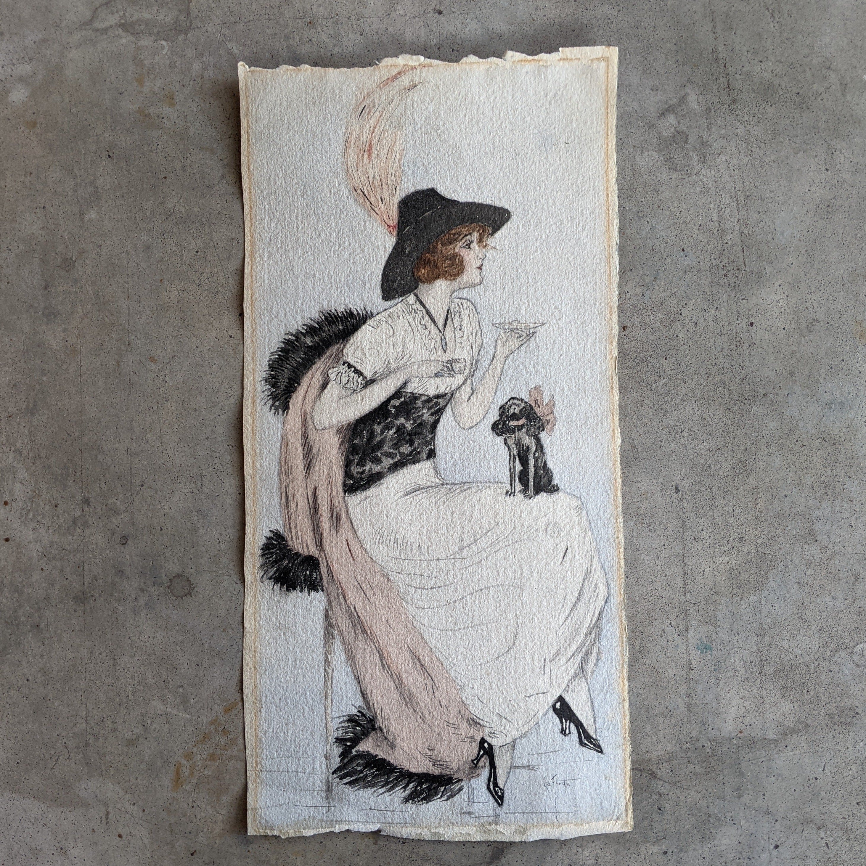 c. 1910s Original Artwork | Pencil + Watercolor
