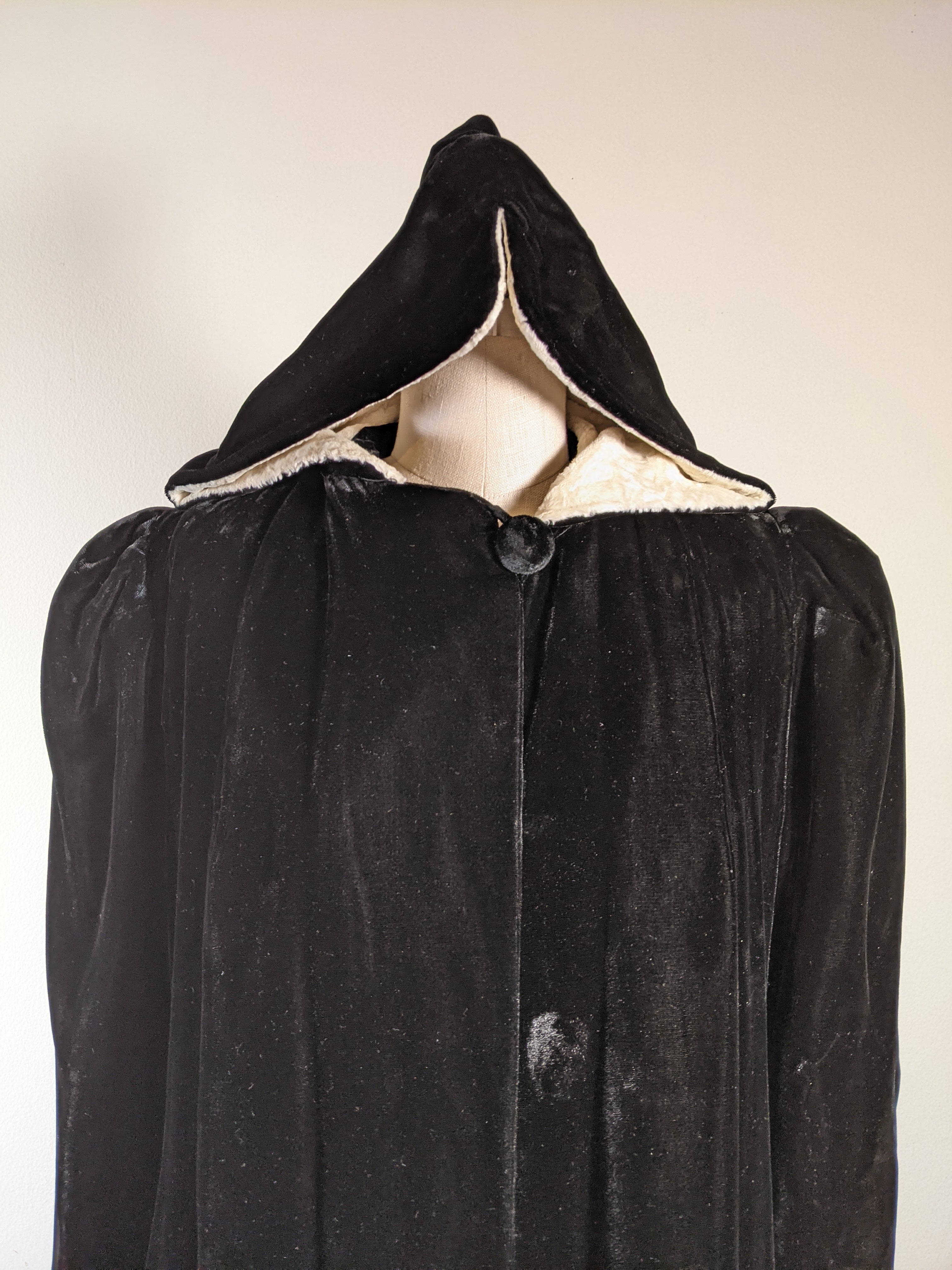 c. 1930s-1940s Hooded Velvet Cloak