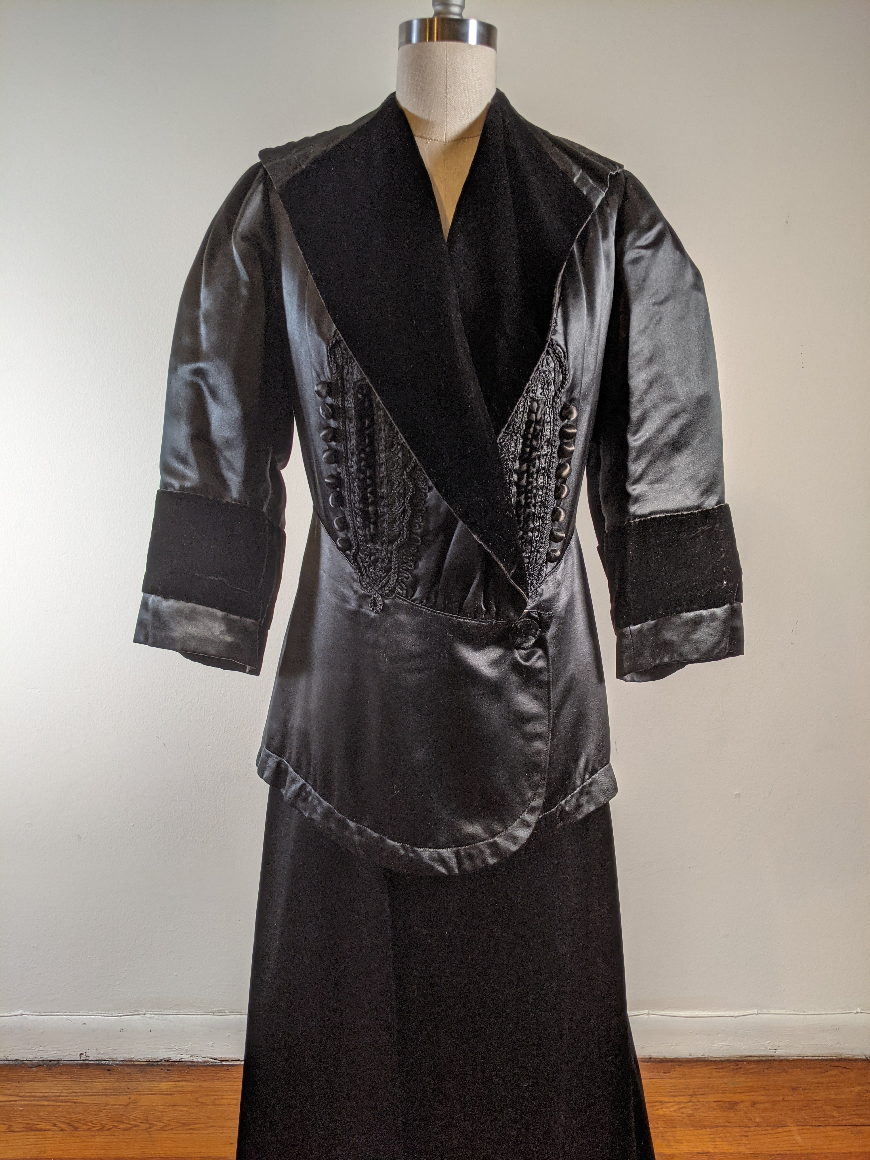 c. 1910s Black Silk Suit | Jacket + Skirt