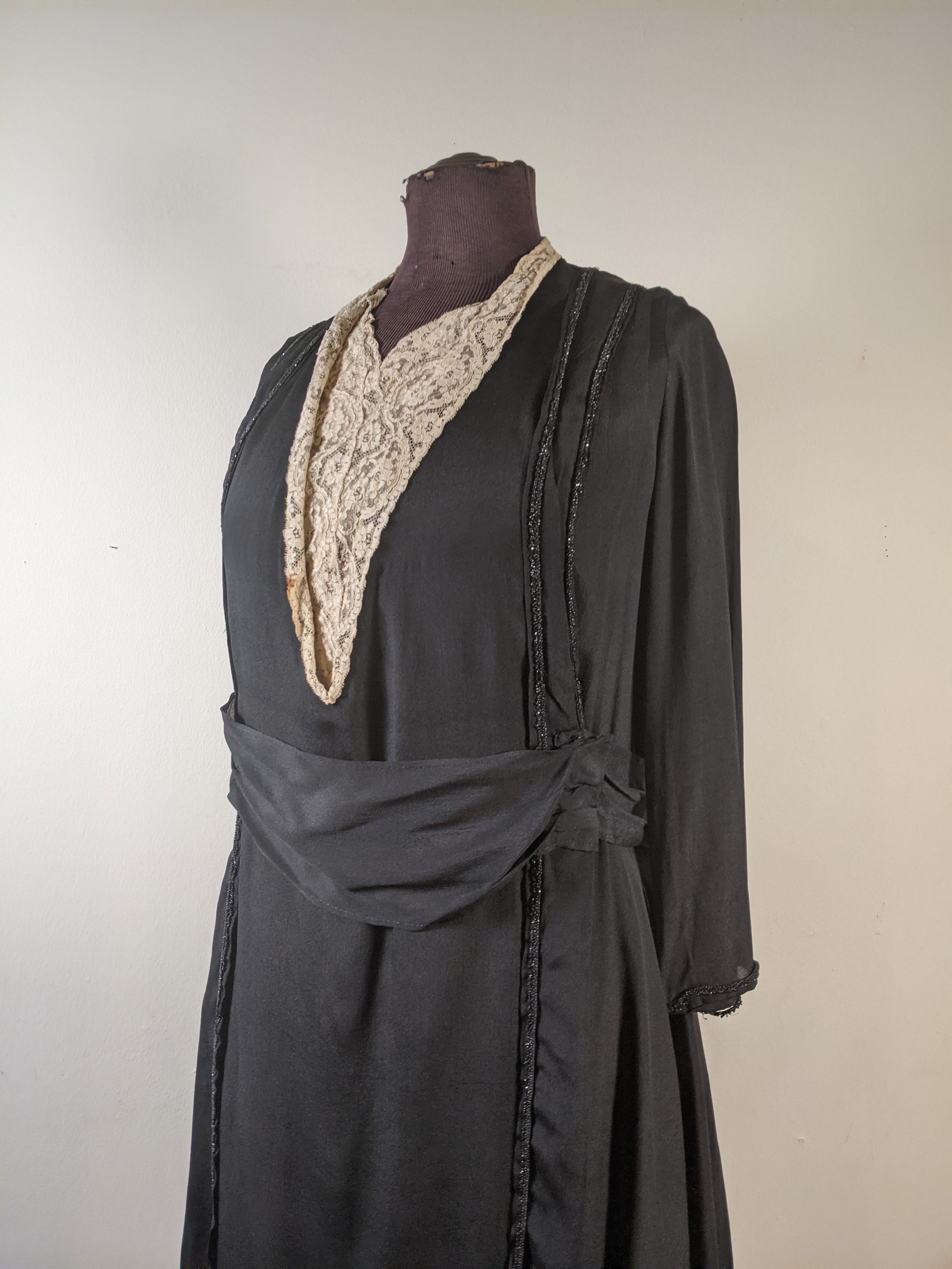 c. 1919-1920 Black Silk Dress