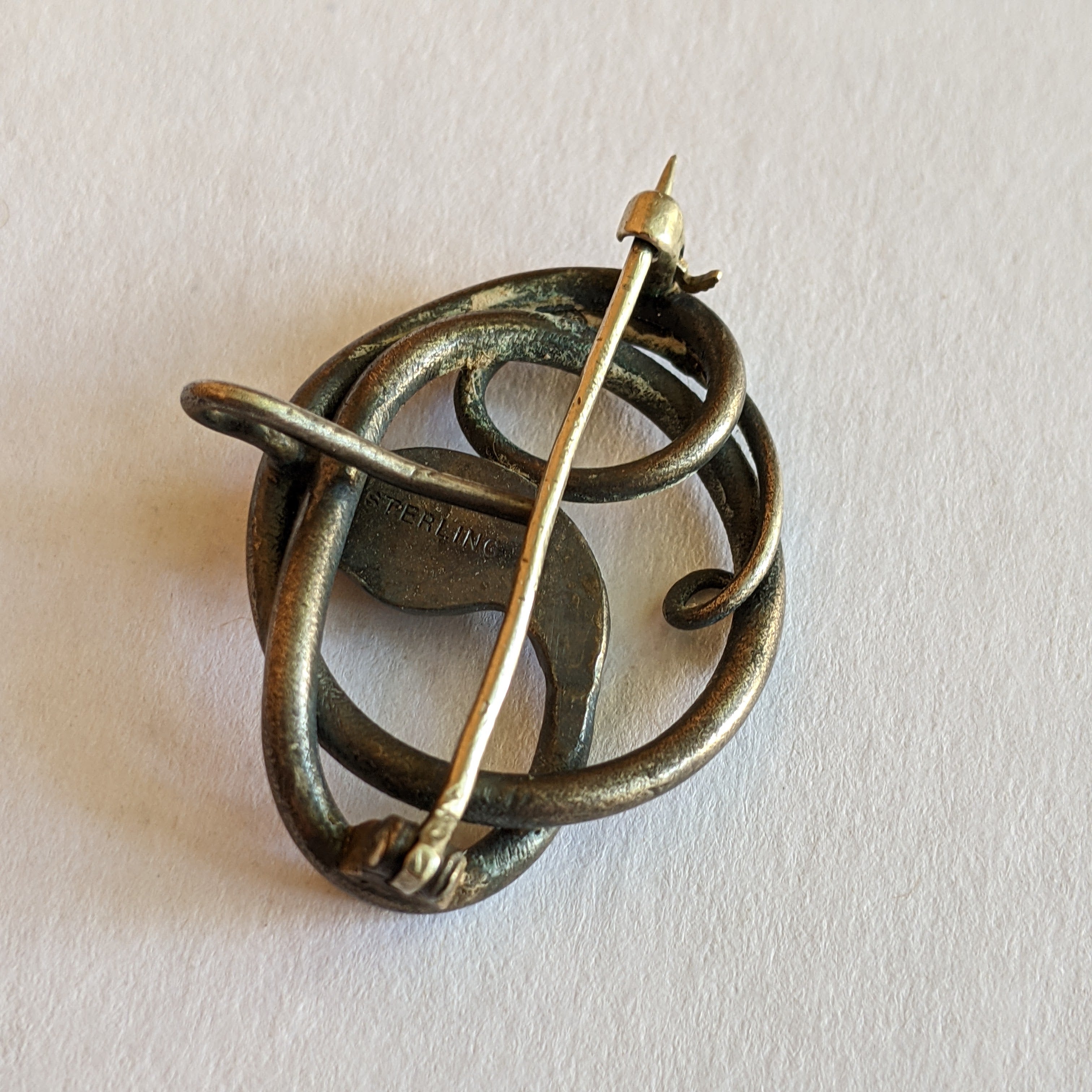 1910s-1920s Sterling Silver Snake Brooch