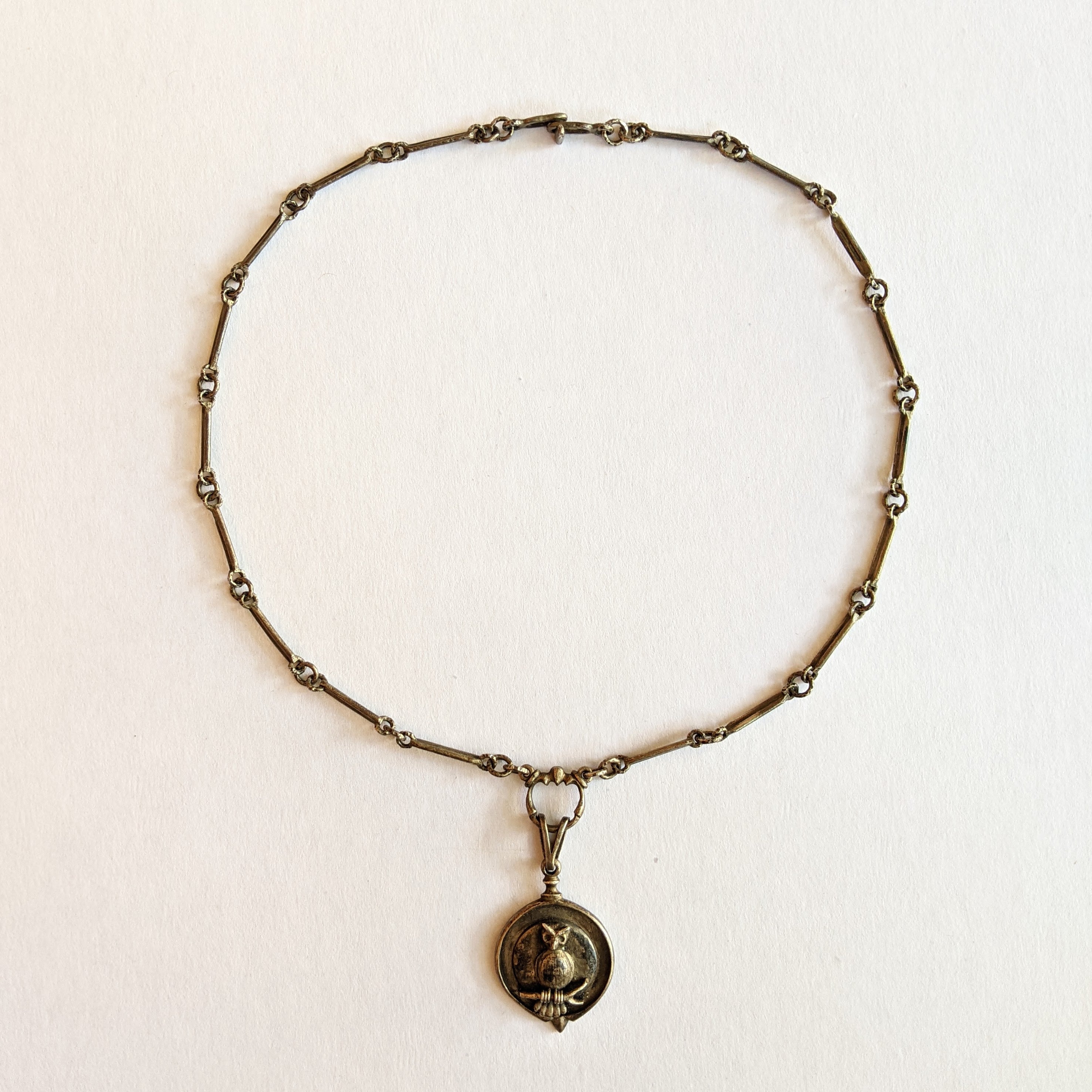 Victorian Silver Owl Necklace