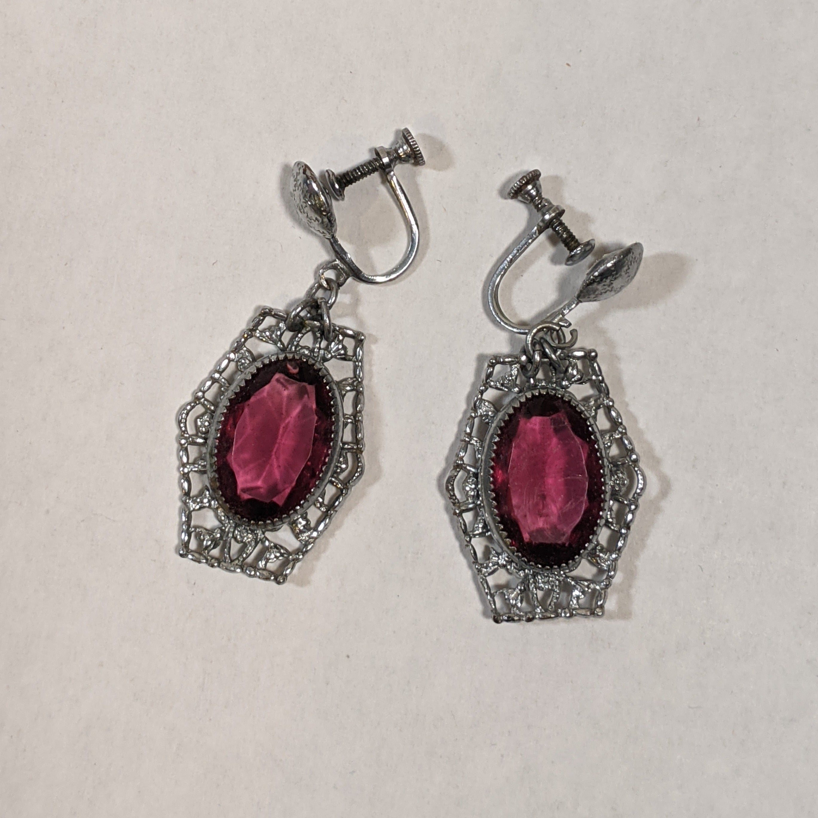 Art Deco Rhodium Plated Earrings