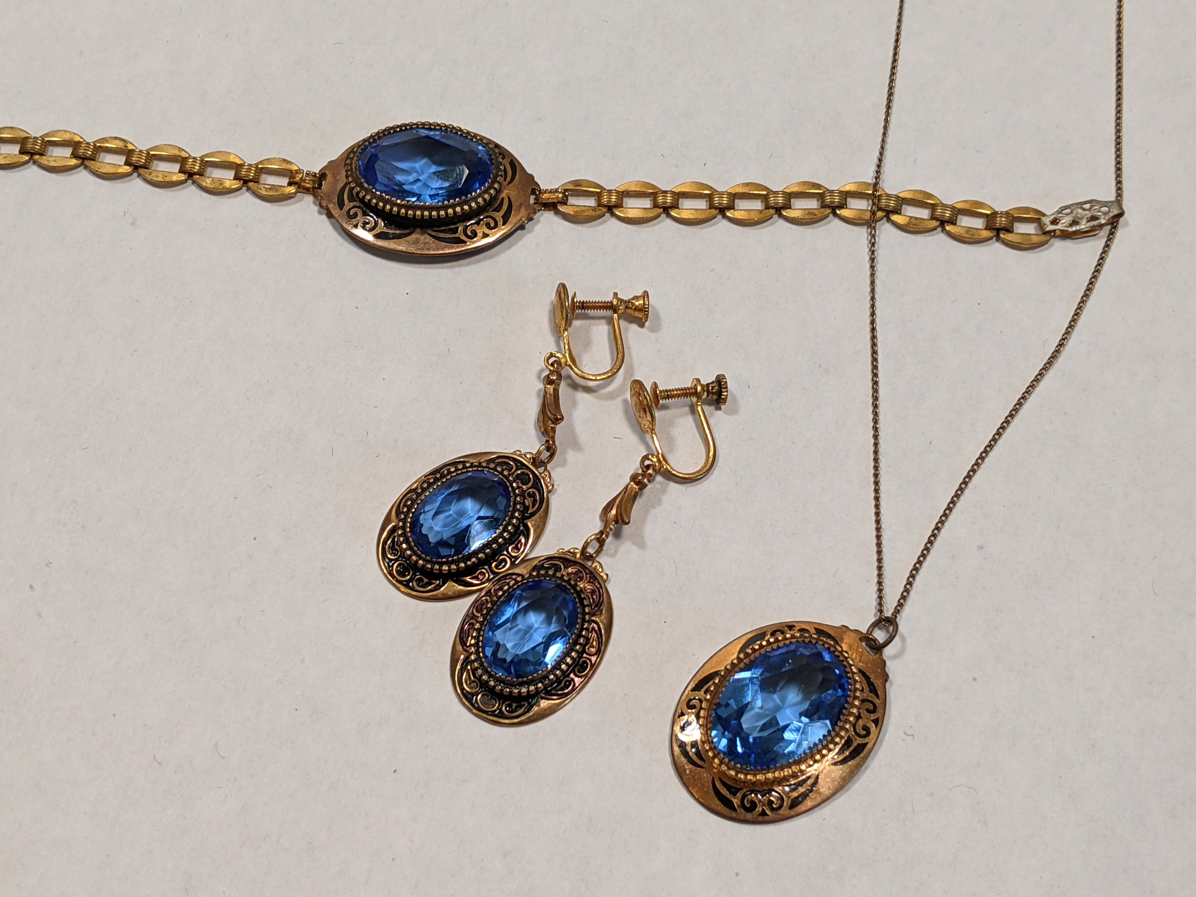 Art Deco Gold Filled Parure | Earrings, Necklace, Bracelet