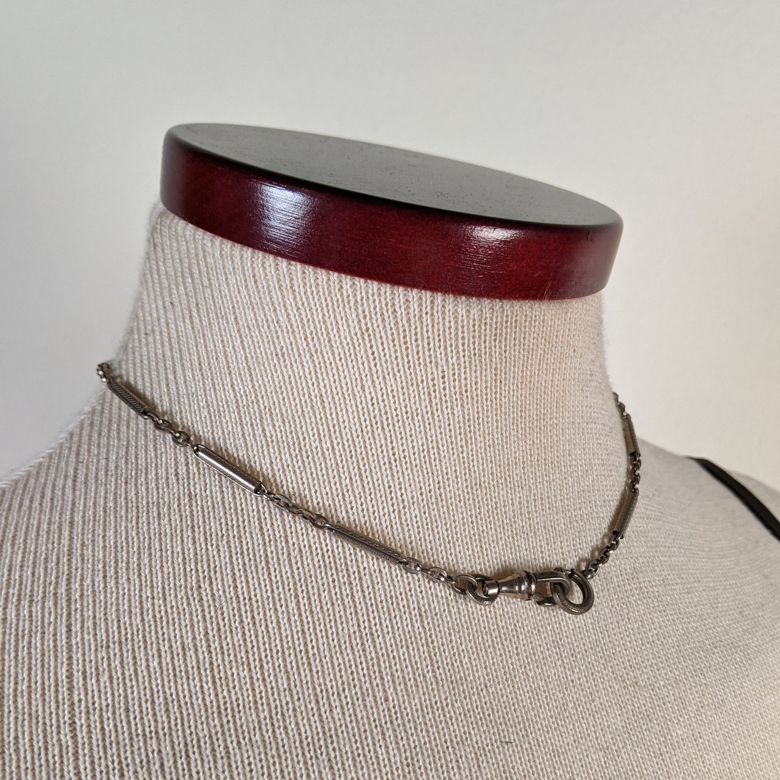 19th c. 12k White Gold Filled Chain | 14"