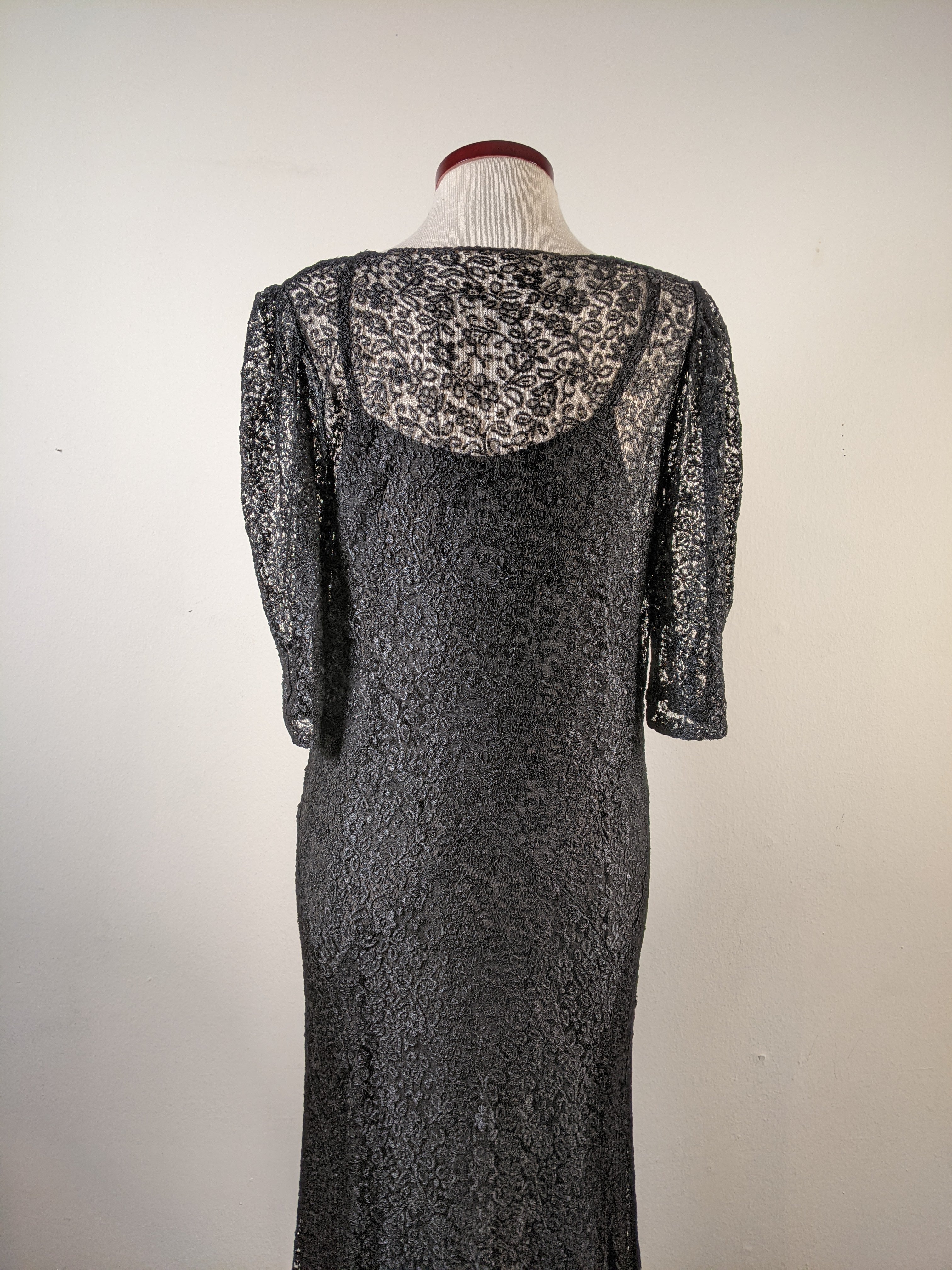 1930s Silk Lace Dress