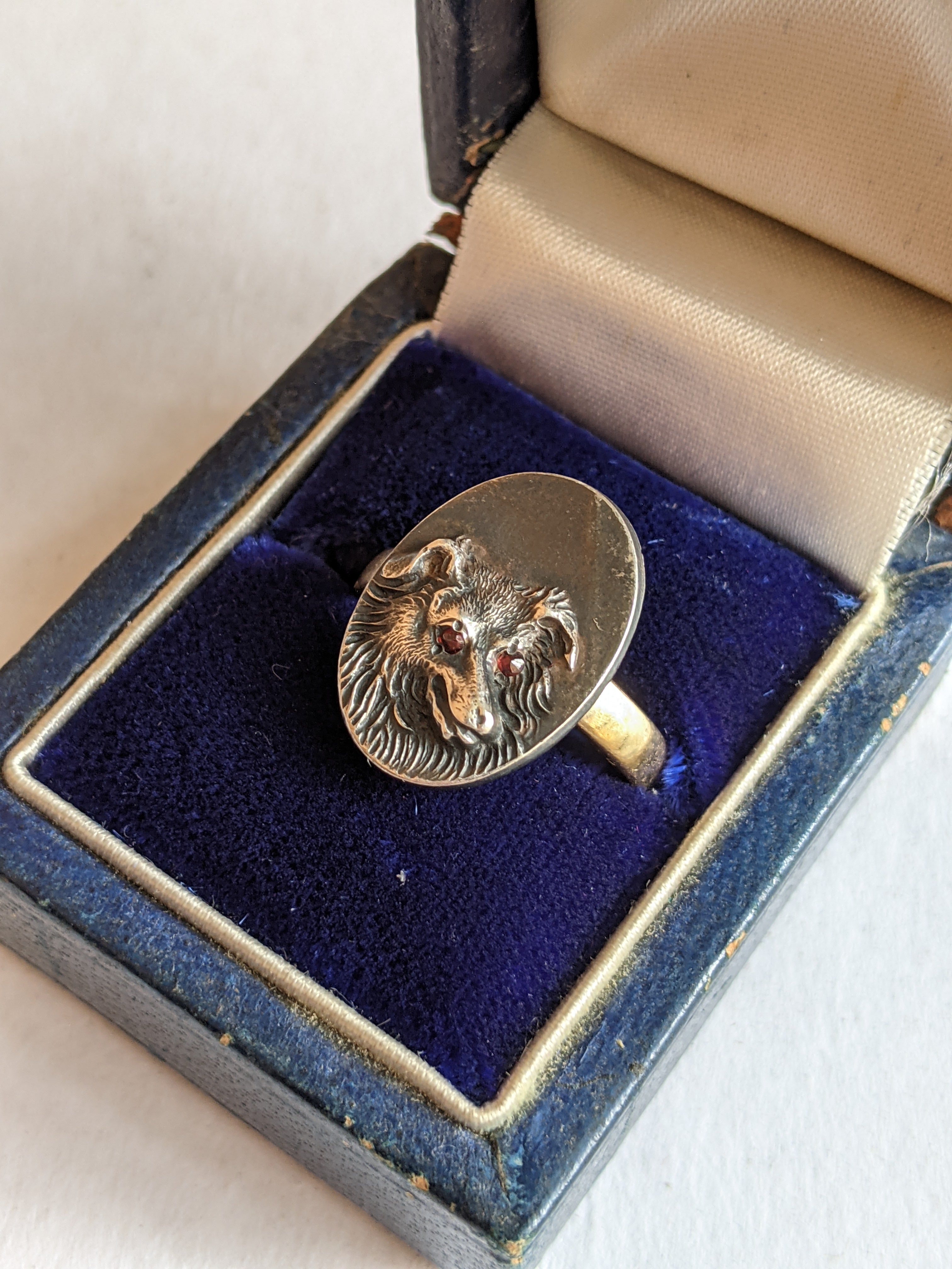 19th c. Victorian Dog Stick Pin Conversion Ring