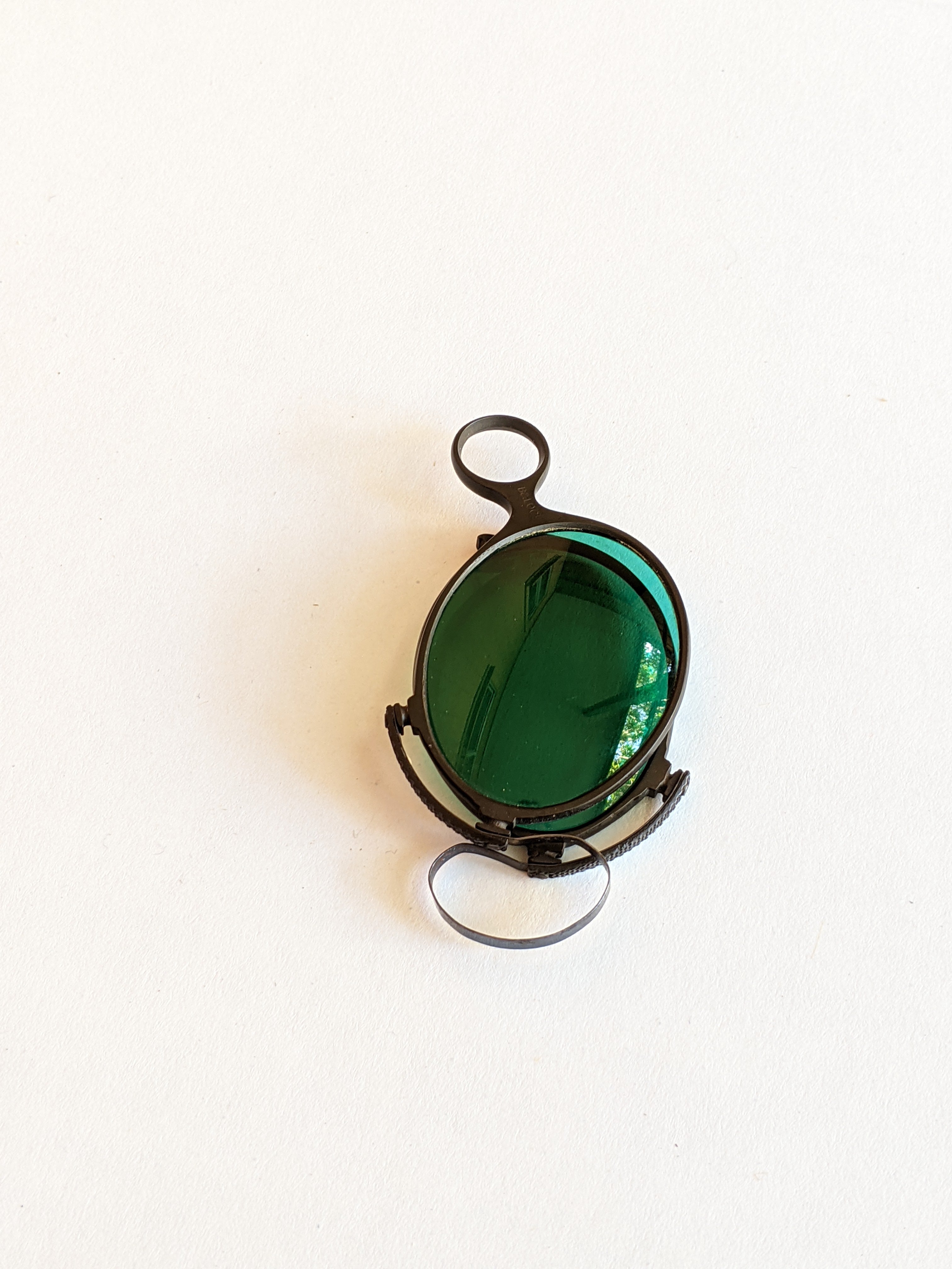 c. 1890s Green Tinted Folding Pince-Nez Glasses in Case