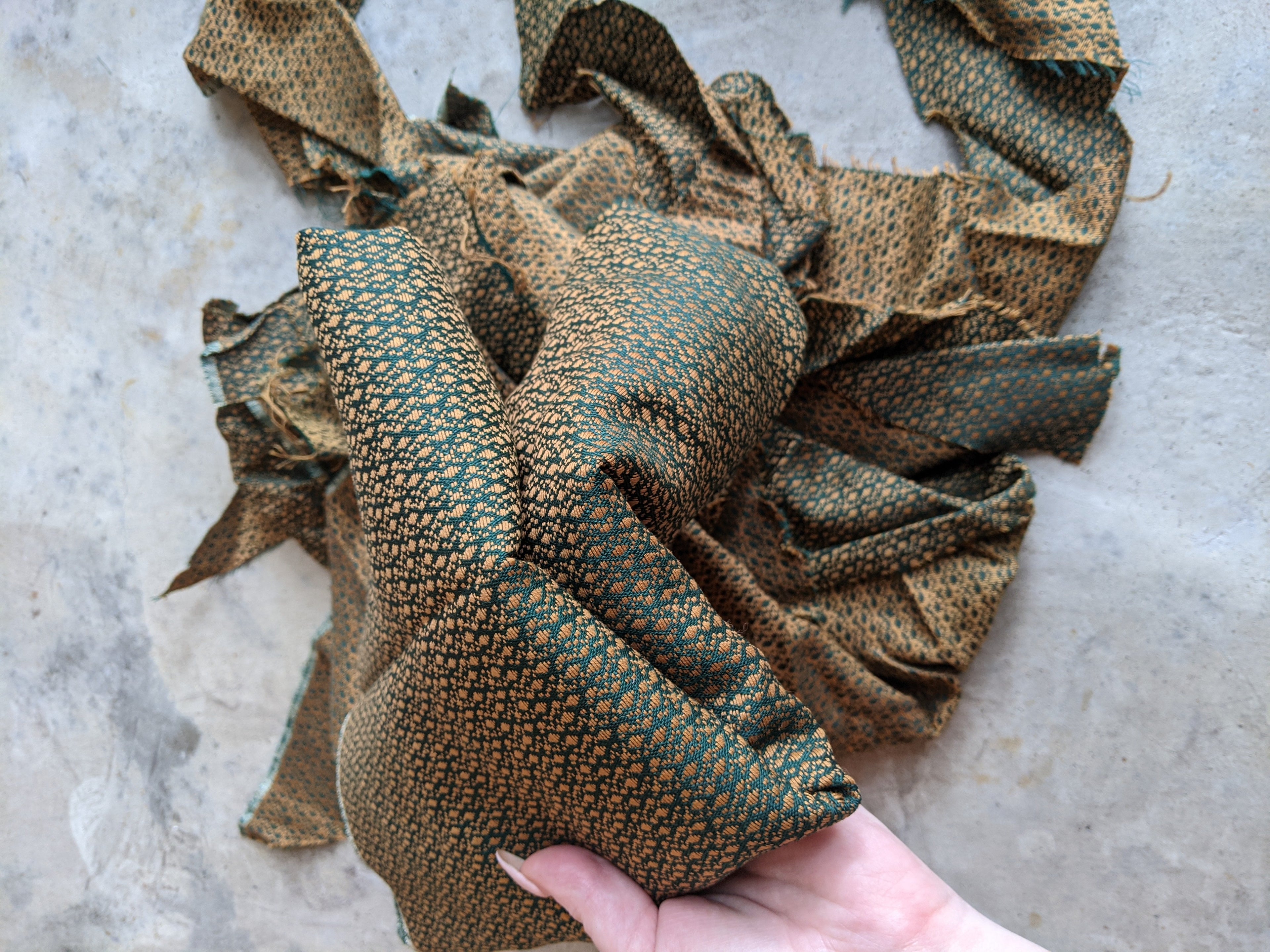 1890s Green + Gold Dress | Includes extra fabric