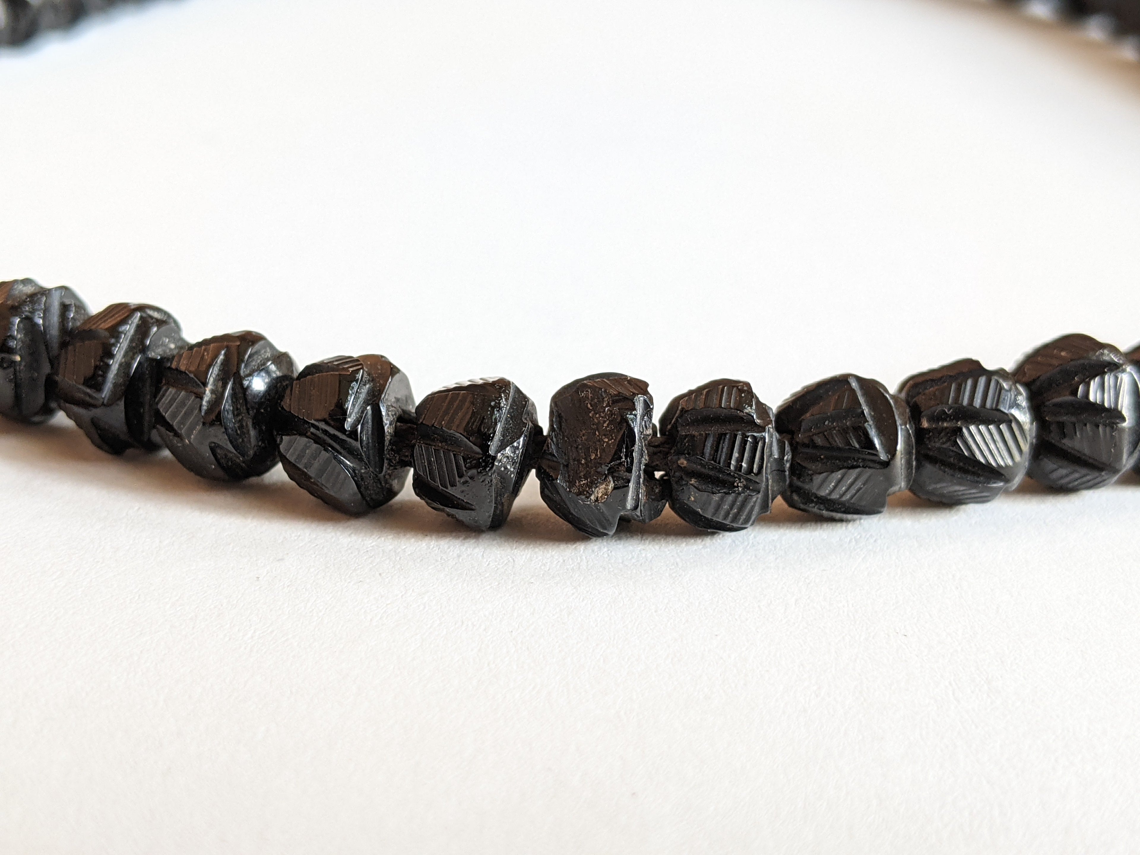 c. 1860s Carved Jet Bead Necklace