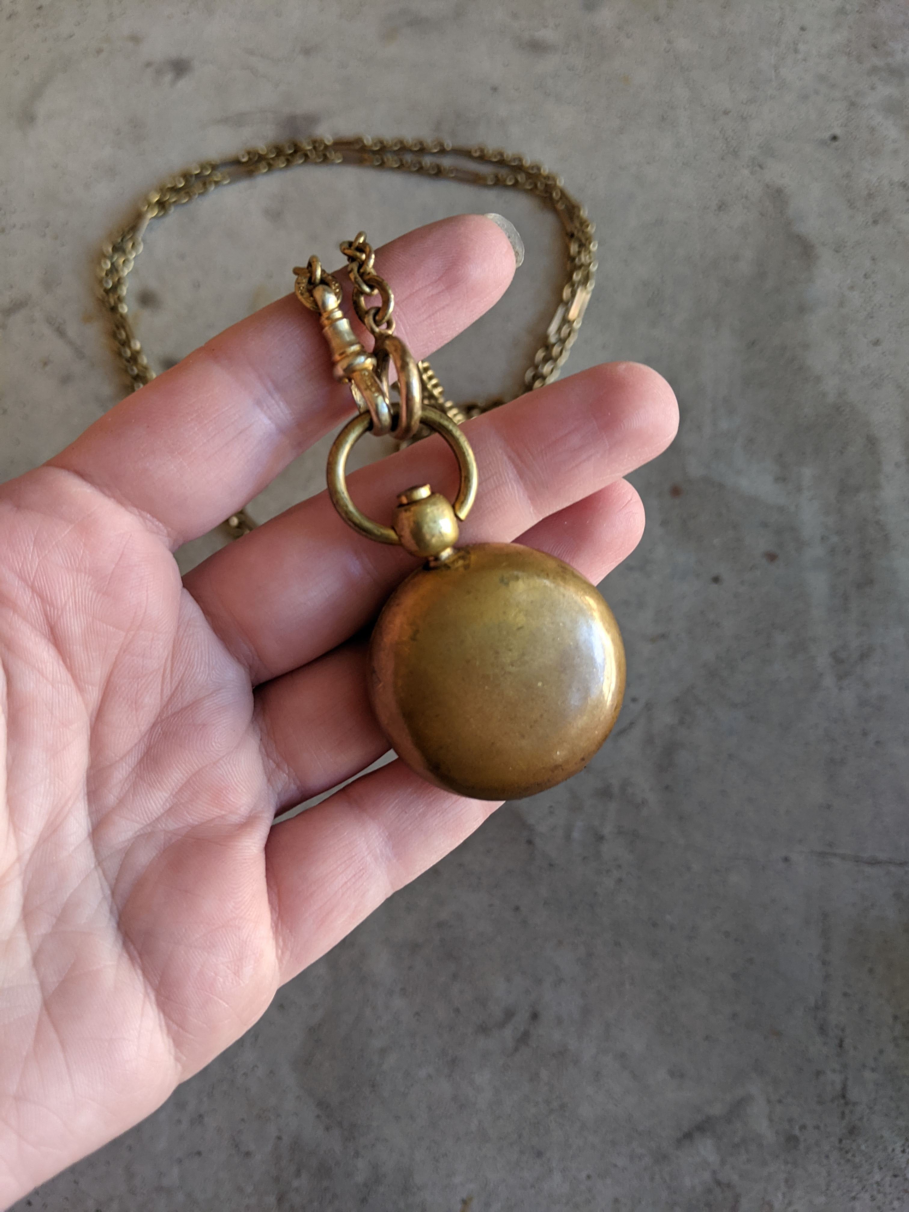 1890s-1900s Hand Painted Sovereign Case + Chain
