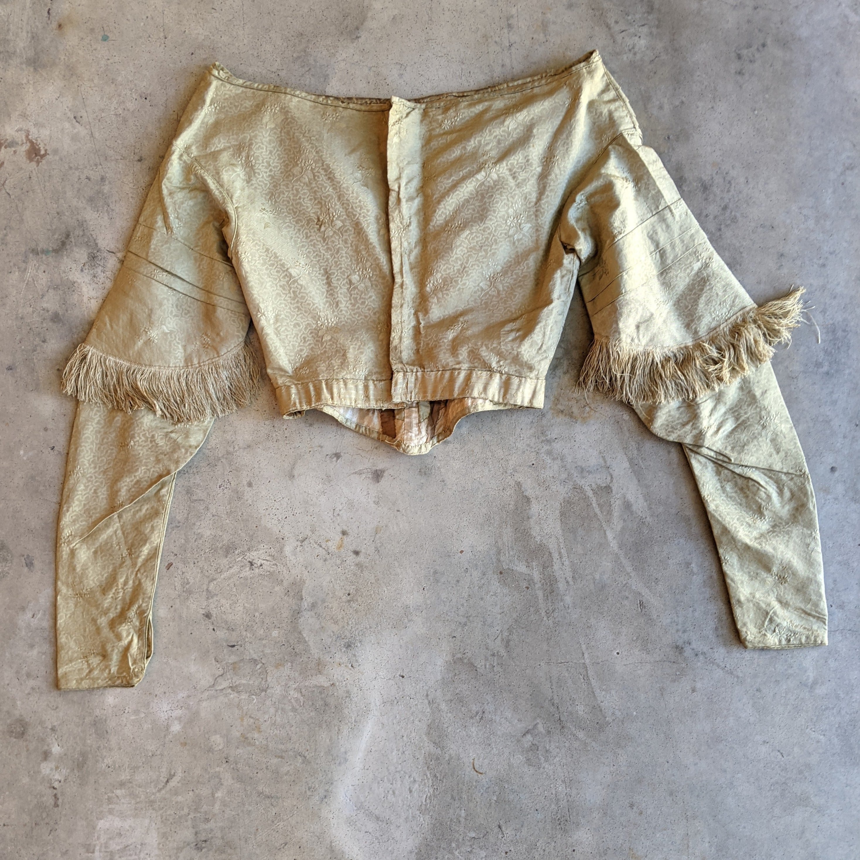 c. 1840s Gold Silk Damask Bodice