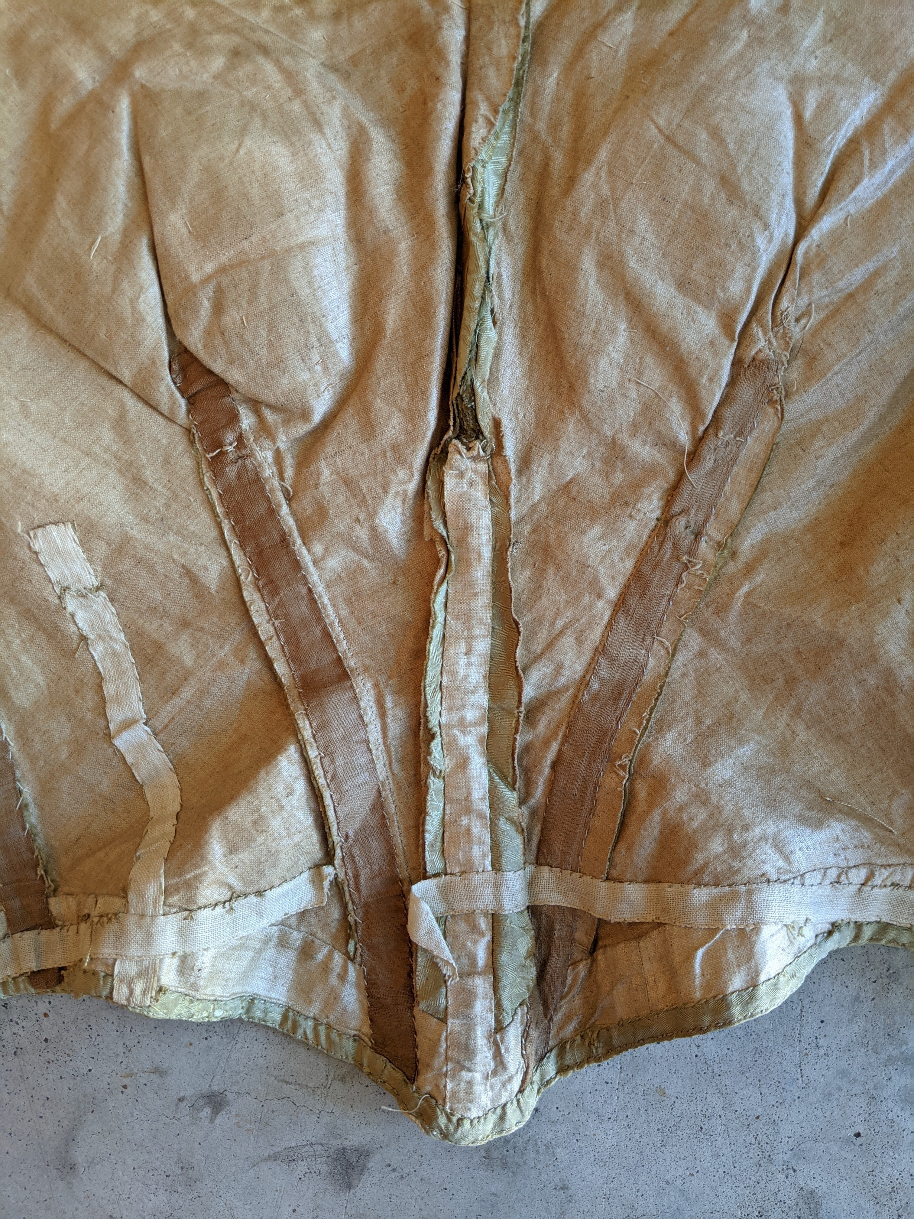 c. 1840s Gold Silk Damask Bodice