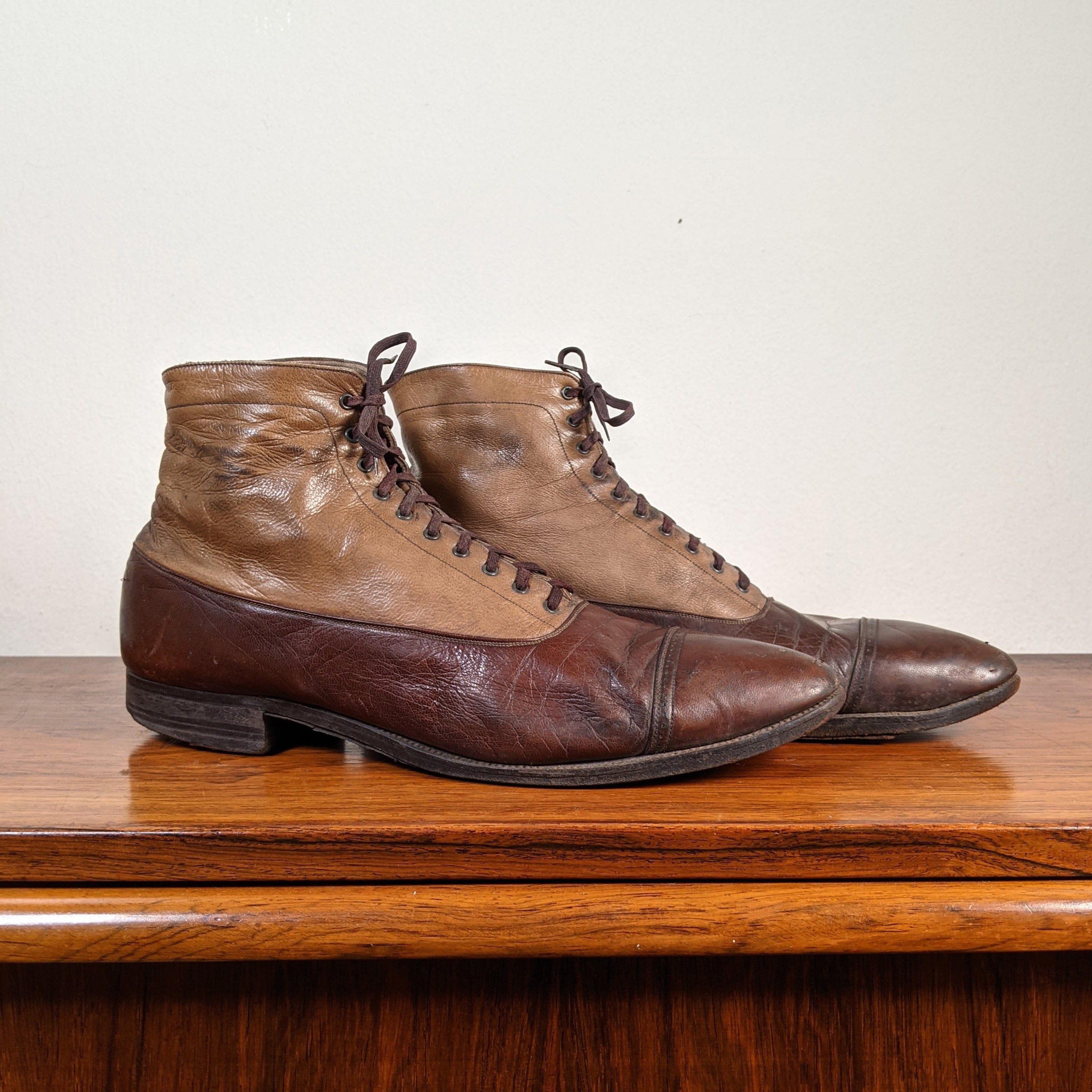 c. 1910s-1920s Two-Tone Brown Boots | Approx Women&