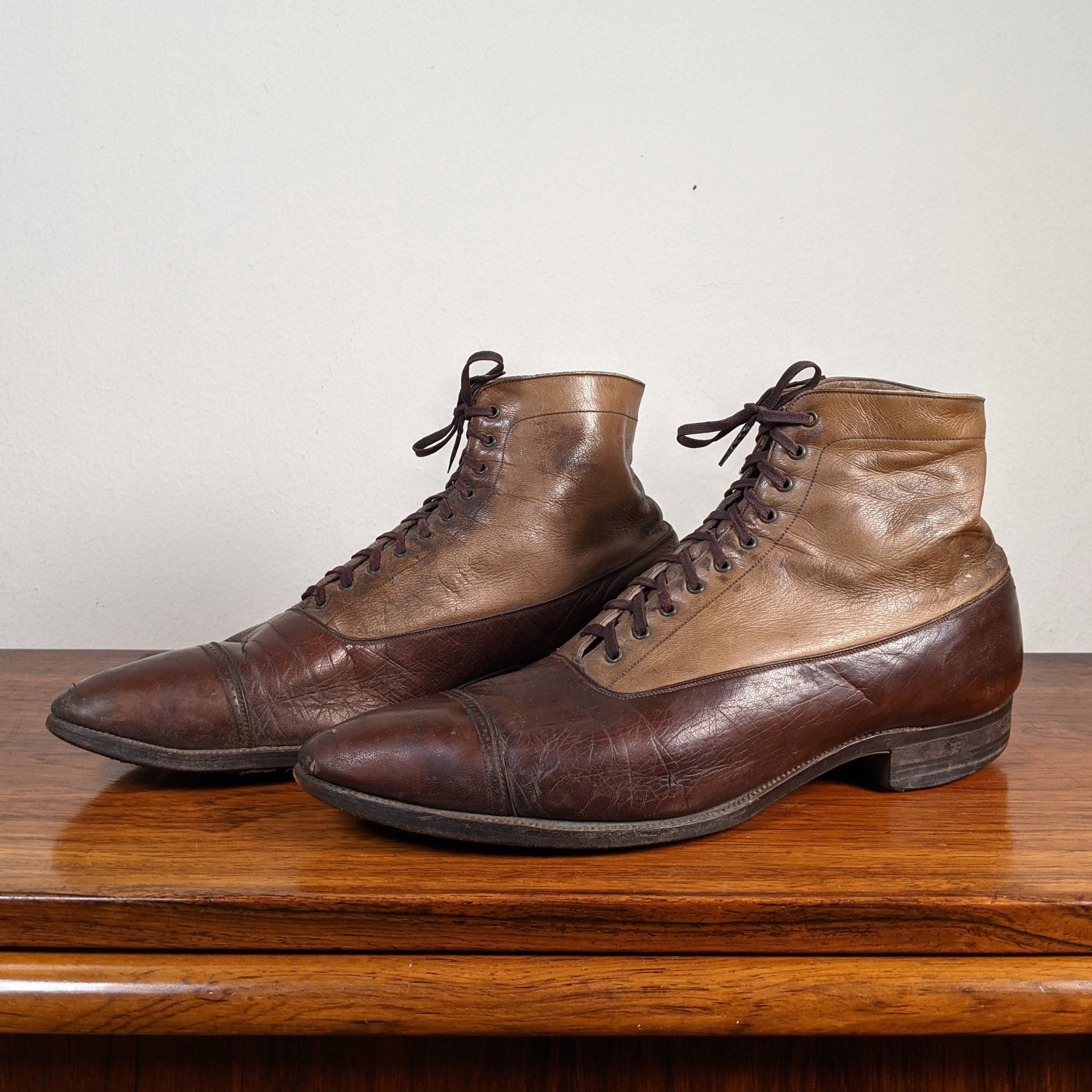 c. 1910s-1920s Two-Tone Brown Boots | Approx Women&