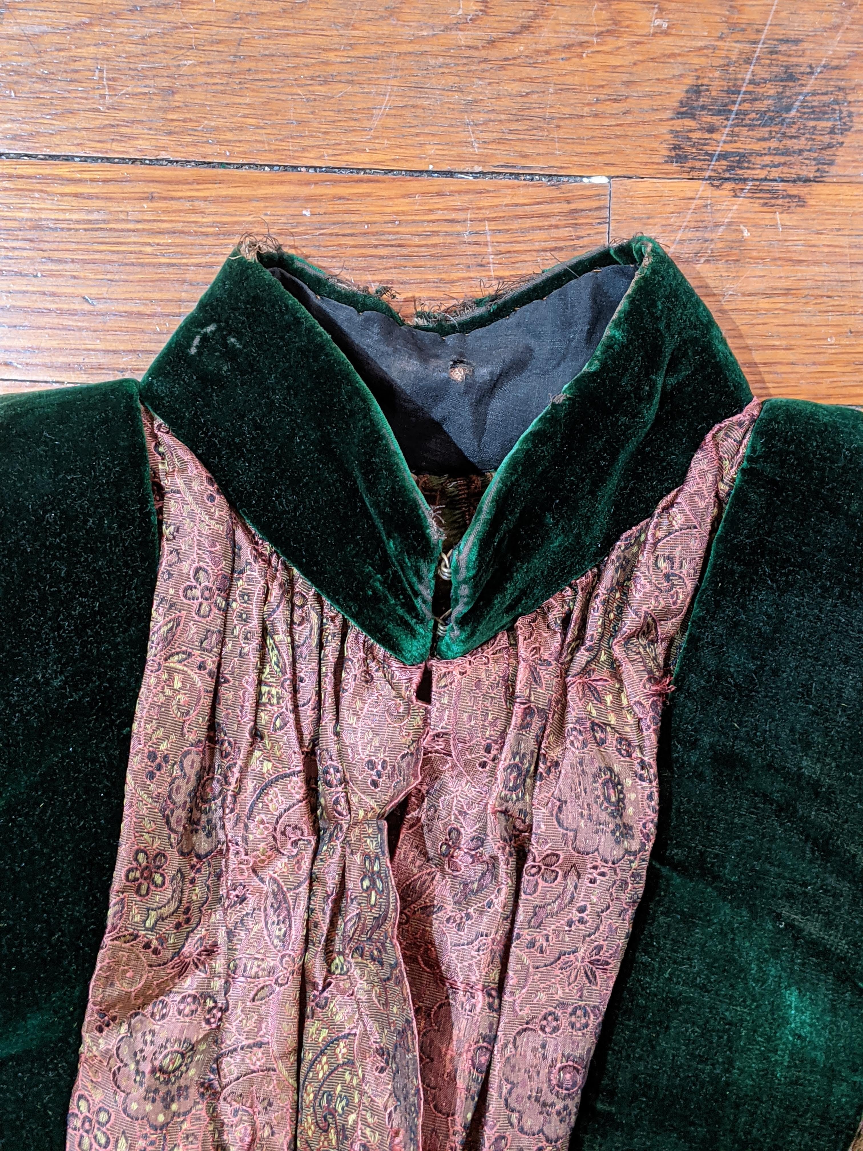 1890s Green Wool + Silk Dress