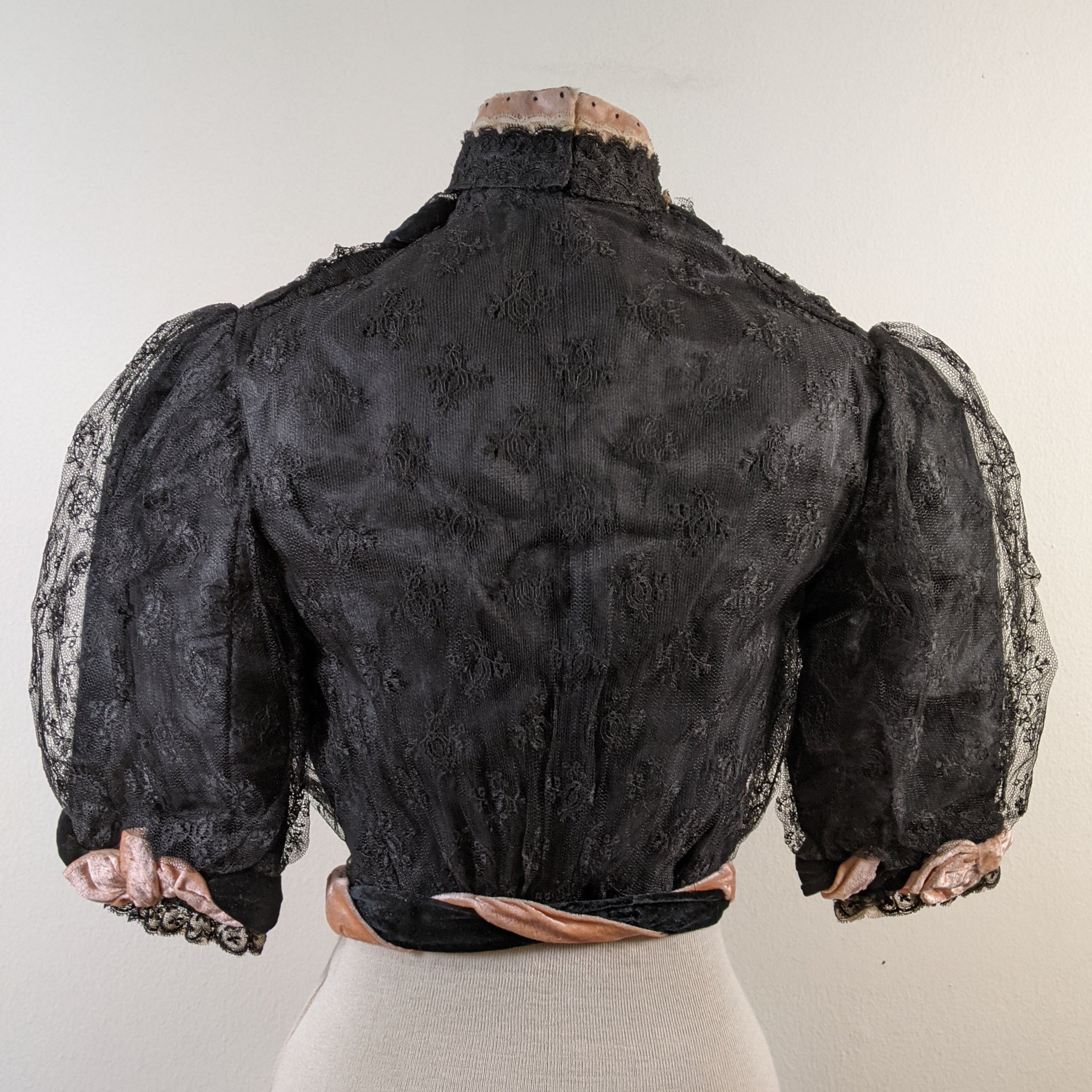 c. 1900s Black + Pink Silk Bodice