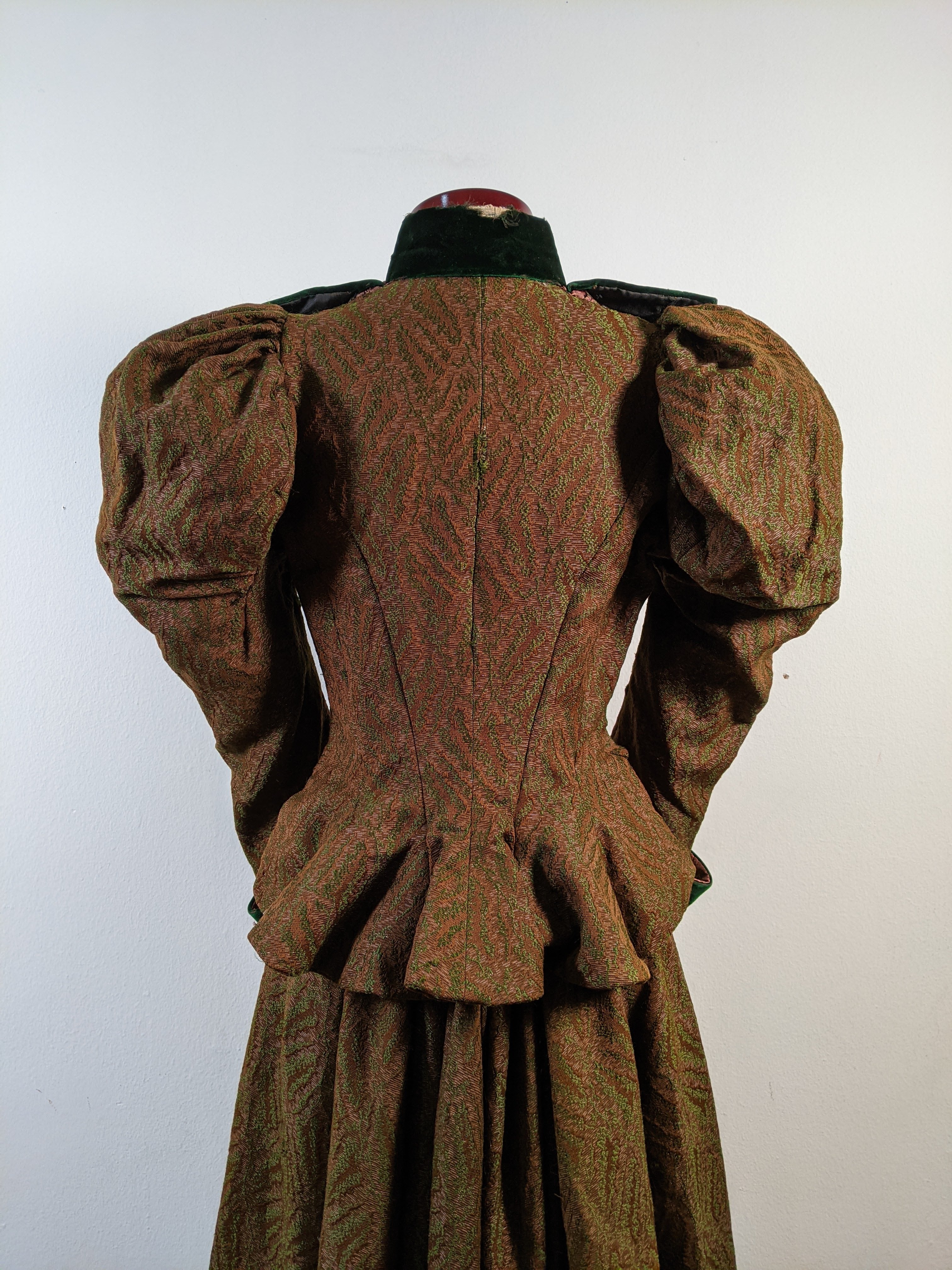 1890s Green Wool + Silk Dress