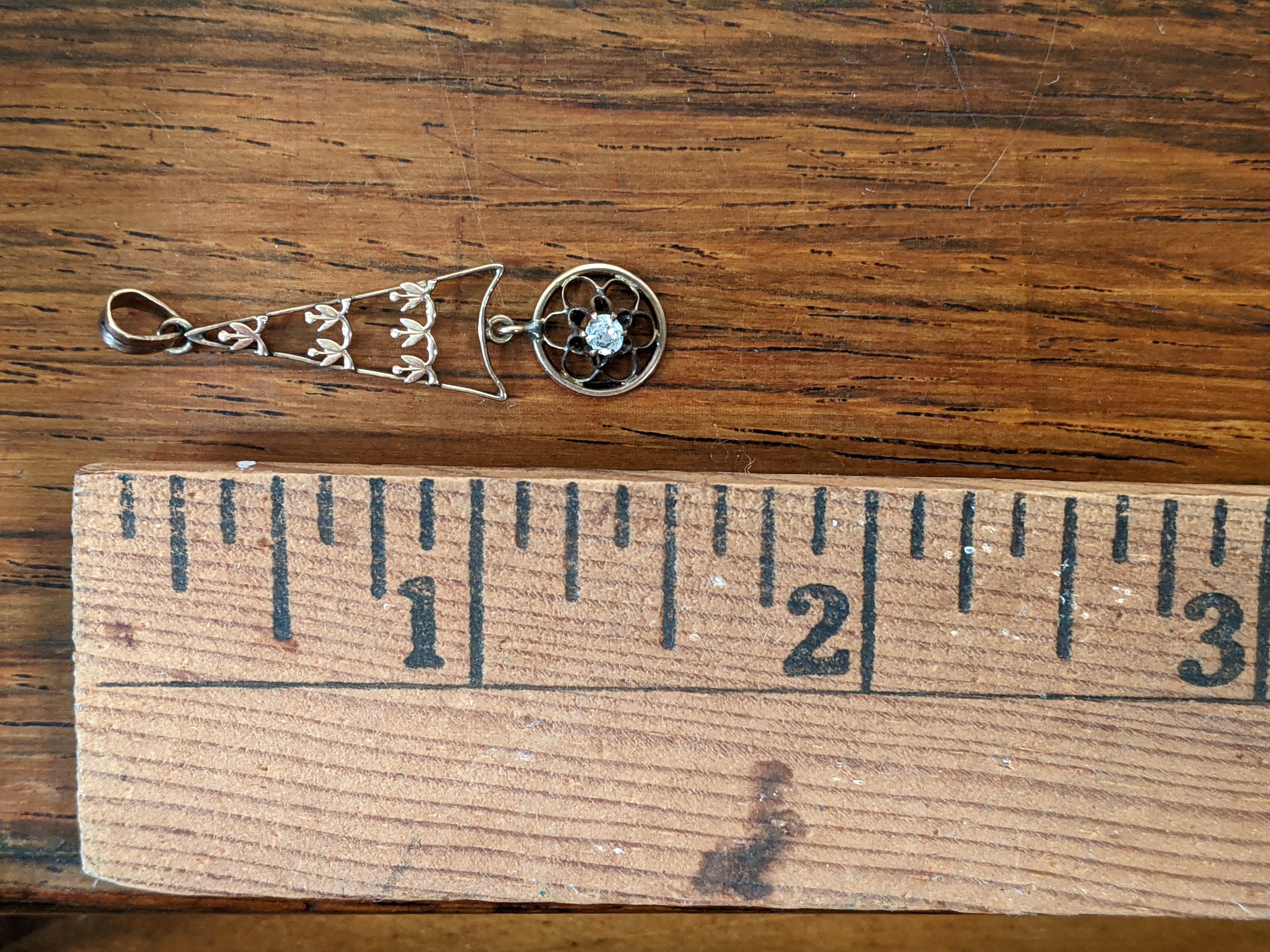 c. 1910s 10k Gold Diamond Lavalier Pendant