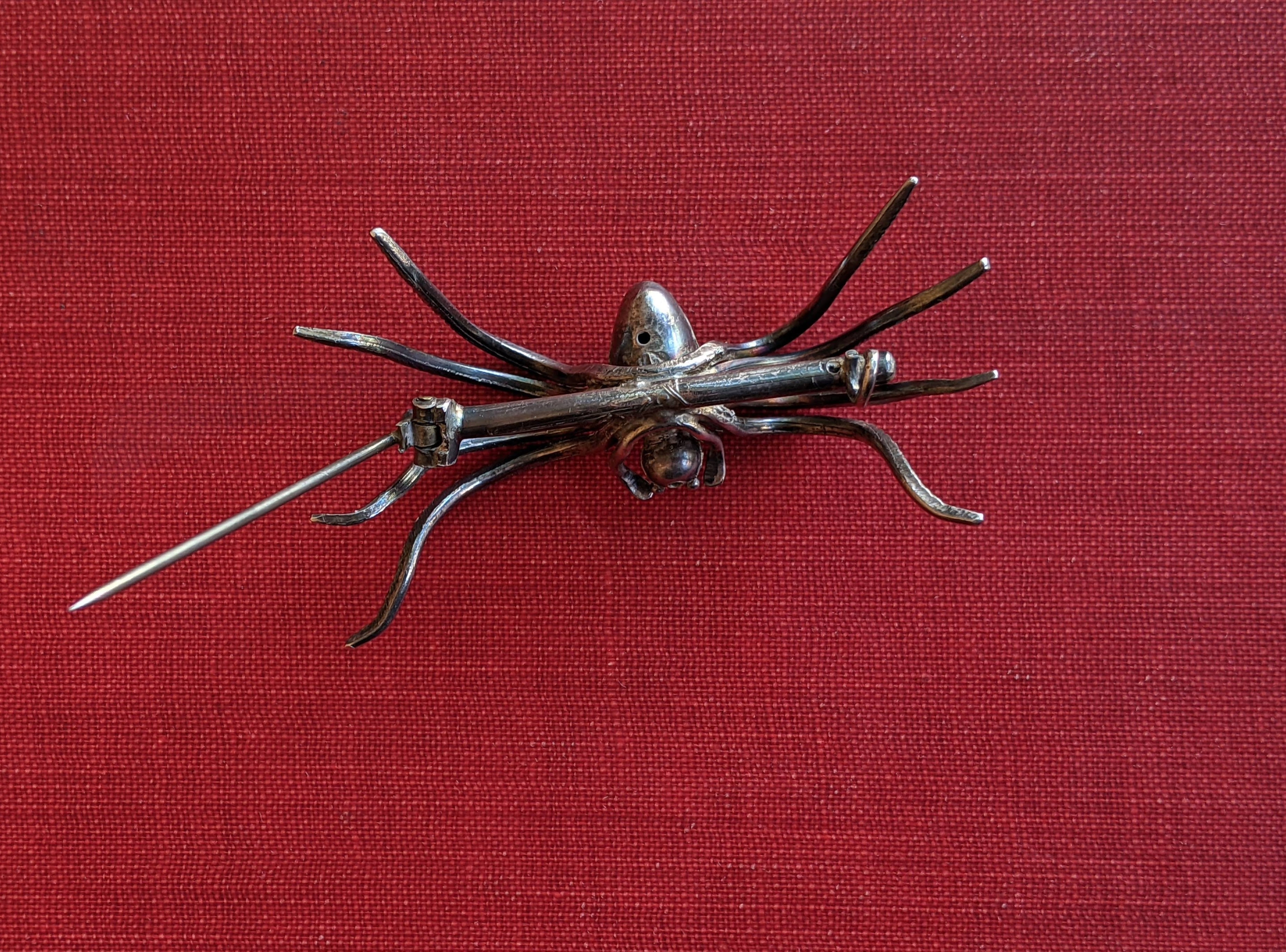 RESERVED | c. Late 19th Century Silver Spider Brooch
