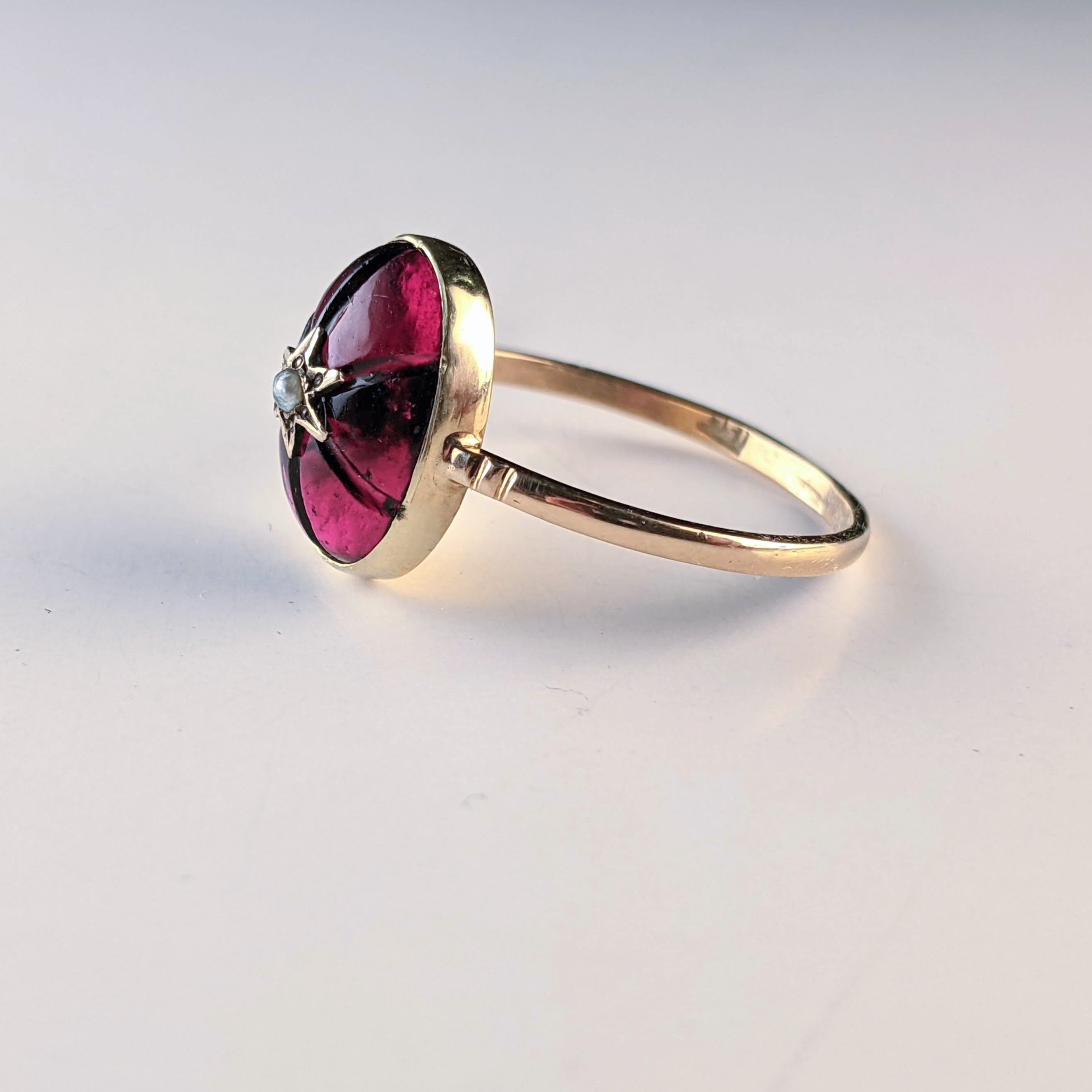 Victorian Almandine Garnet 15k Gold Star Ring