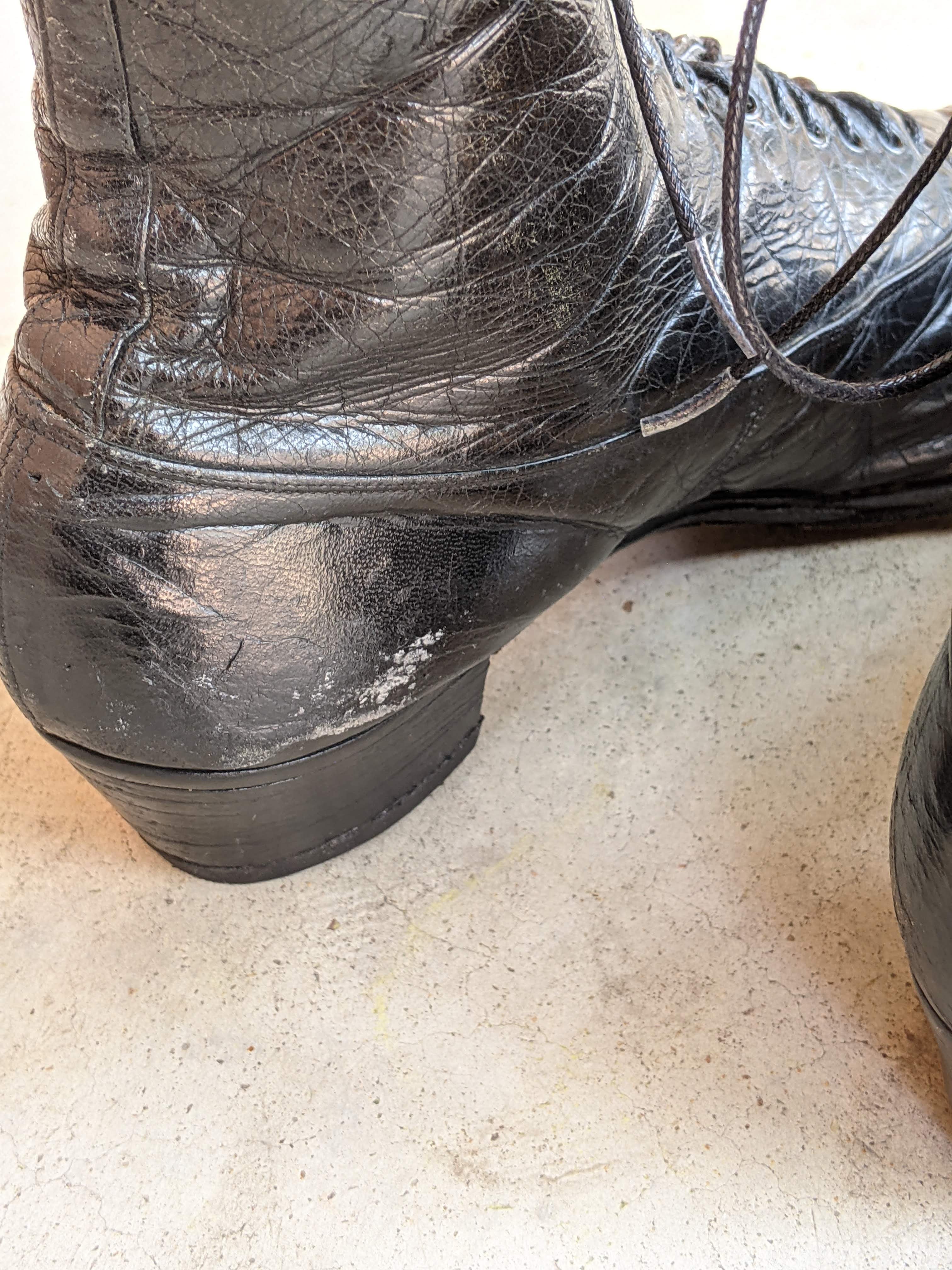 c. 1910s Black Lace Up Boots | Approx Sz 7.5-8