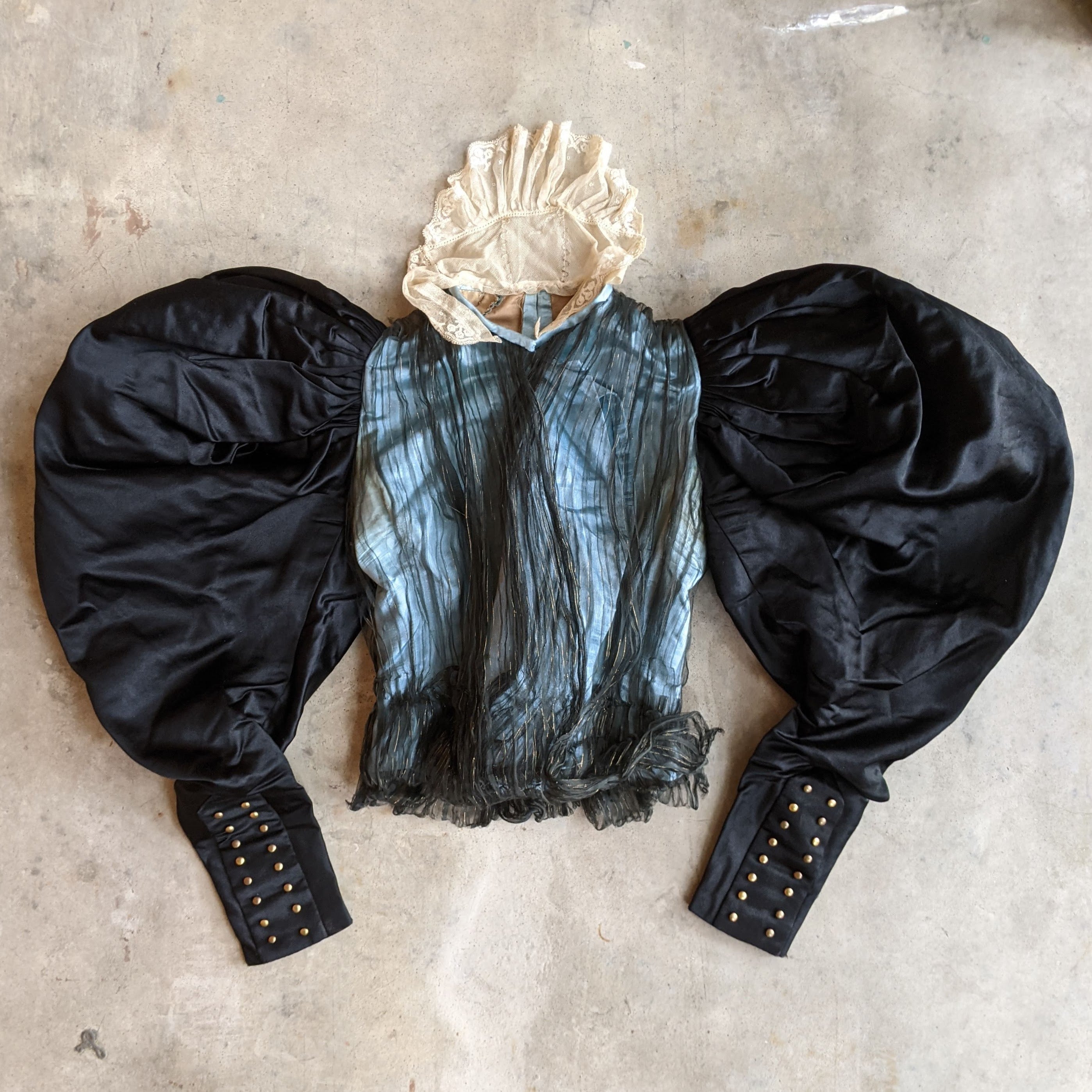 1890s Black + Blue Silk Bodice | Study + Display