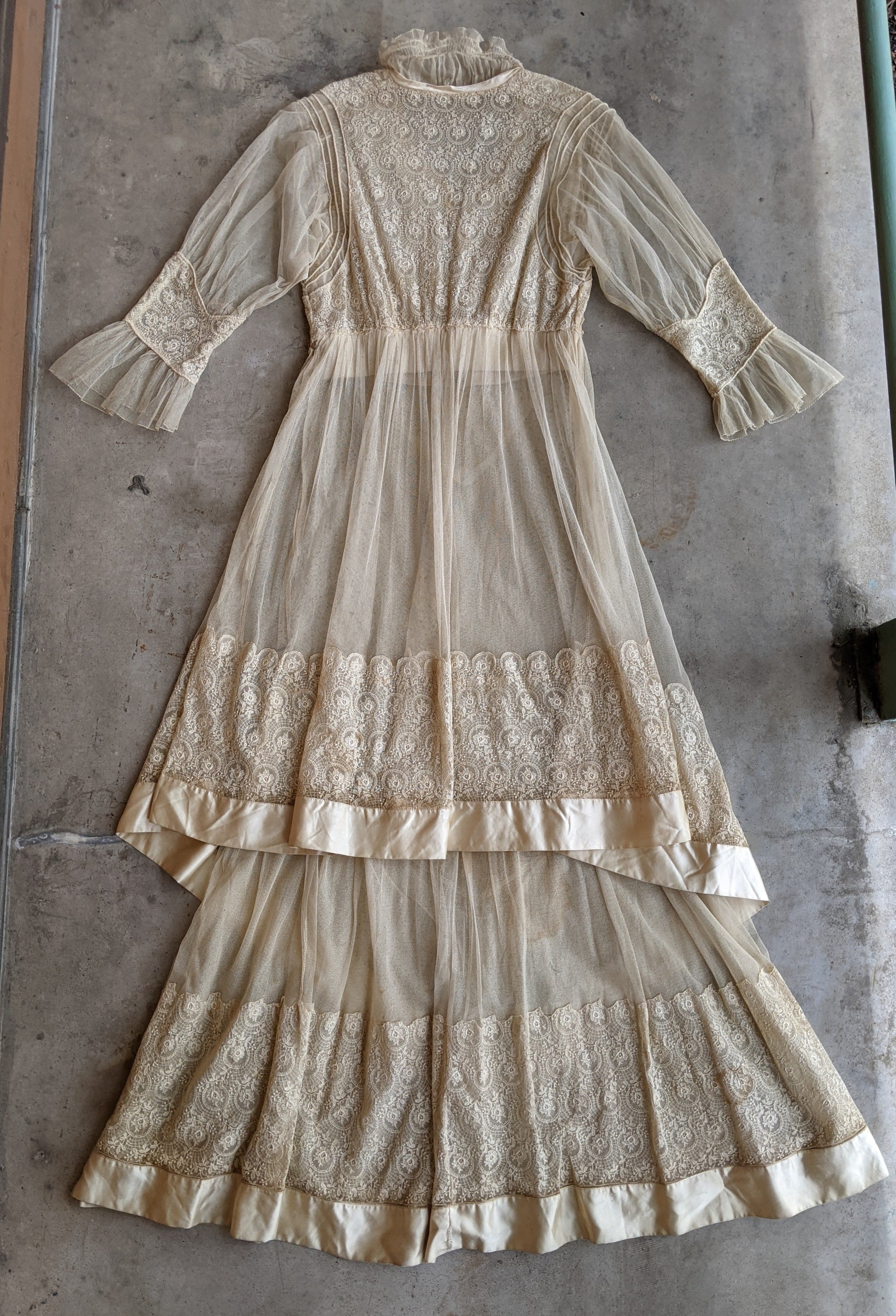 c. 1916 Net Lace + Silk Dress
