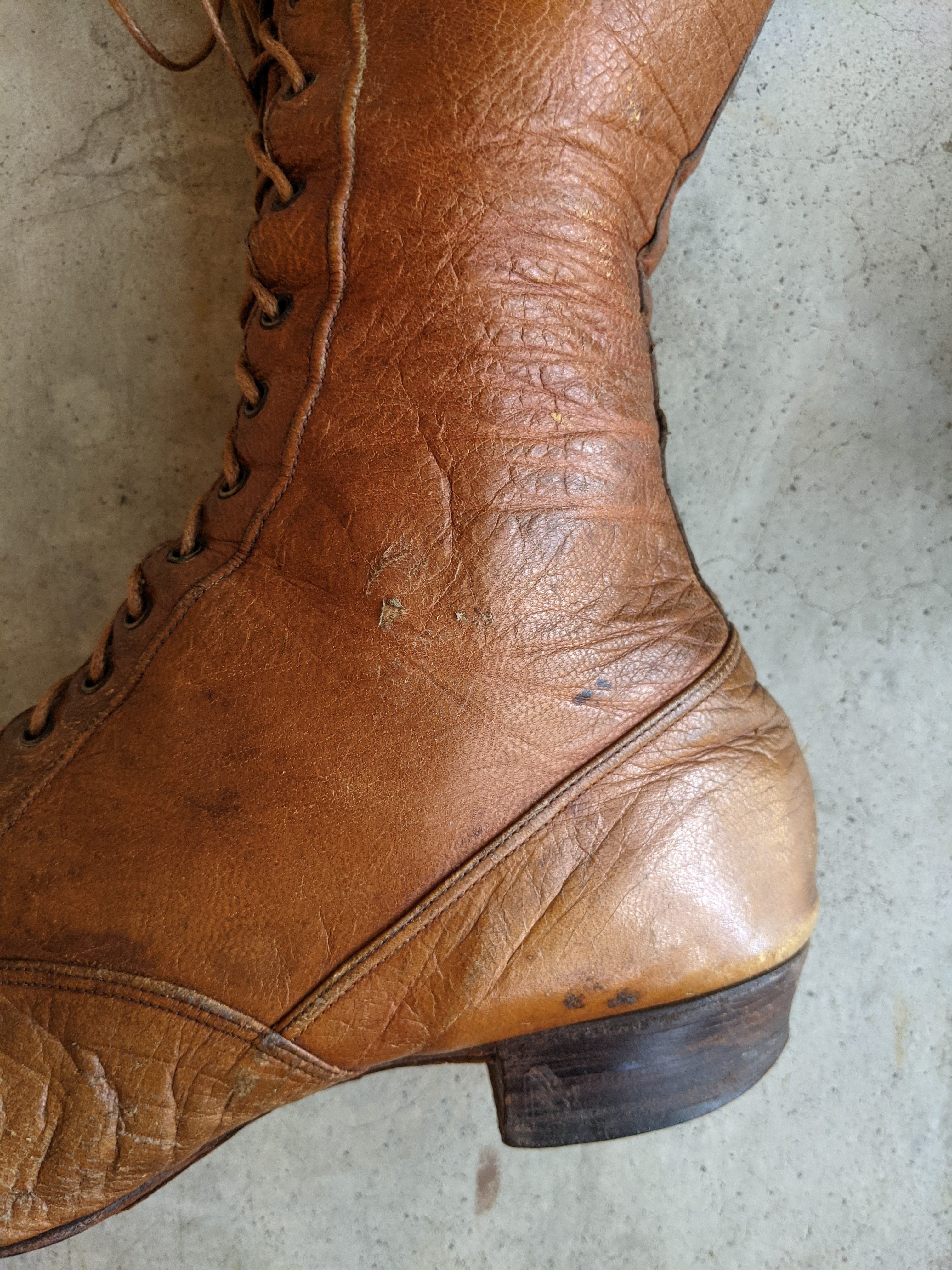 c. 1890s Brown Lace Up Boots | Approx Sz. 7