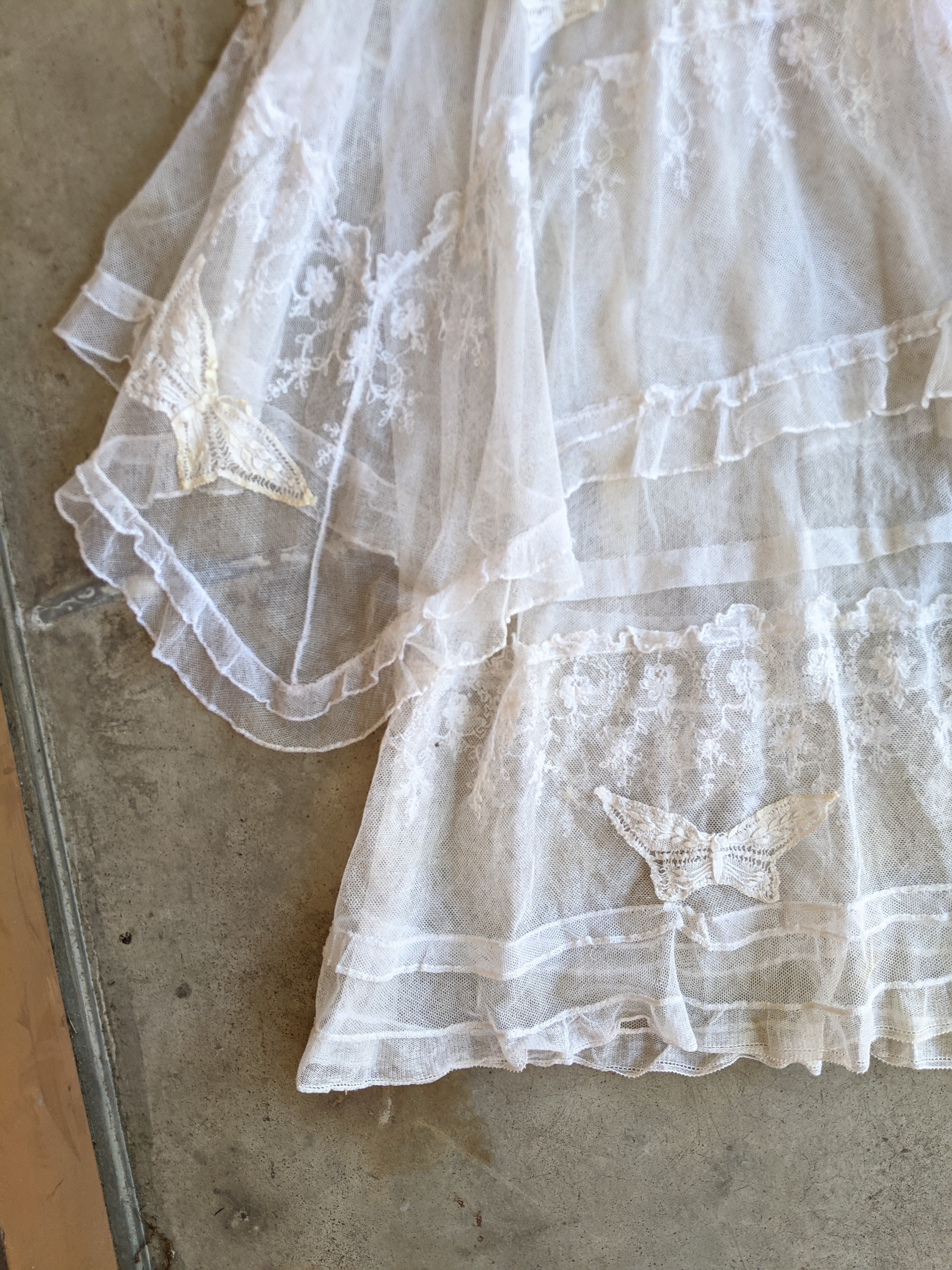 c. 1910s Net Lace Butterfly Dress