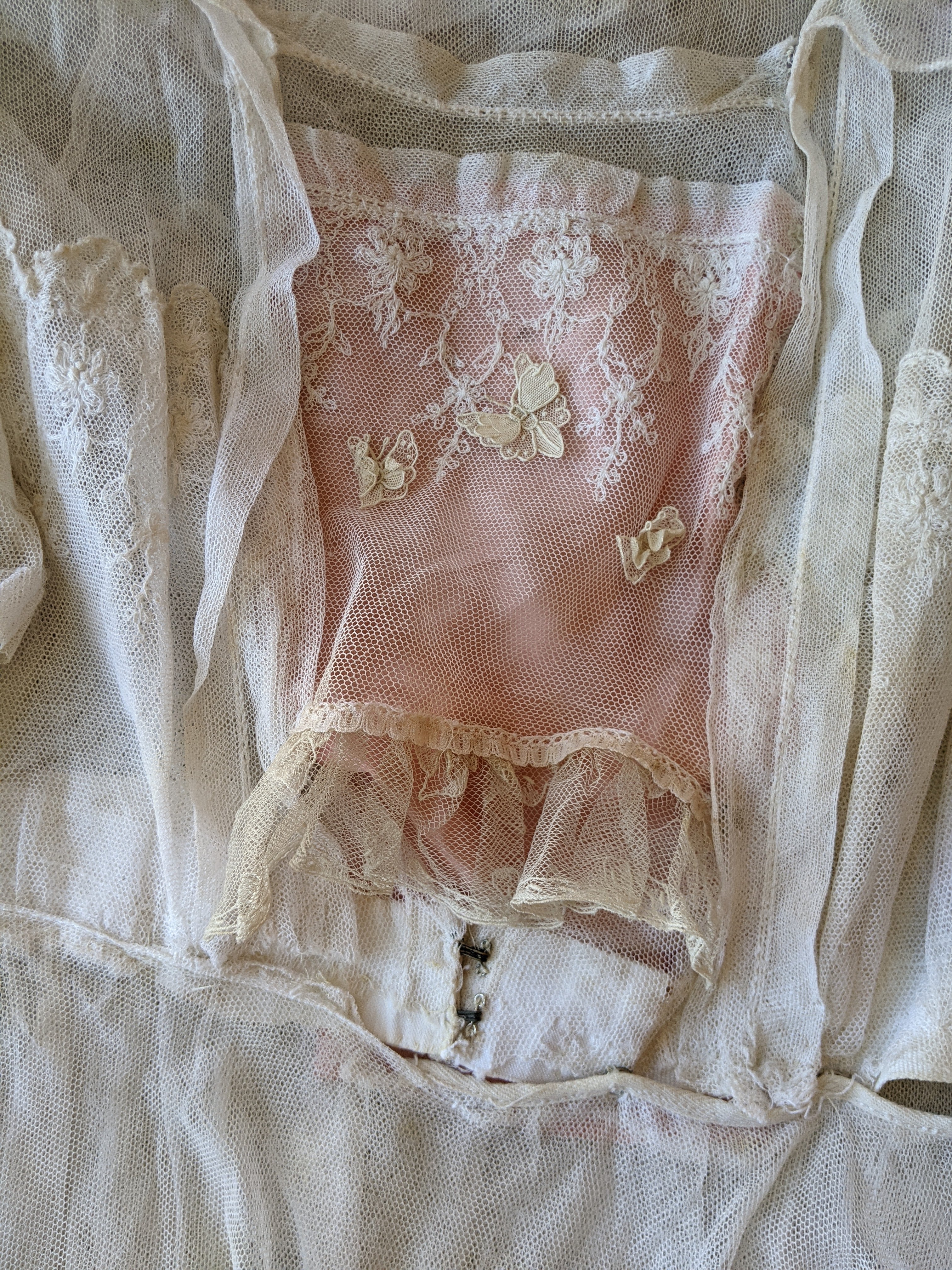 c. 1910s Net Lace Butterfly Dress