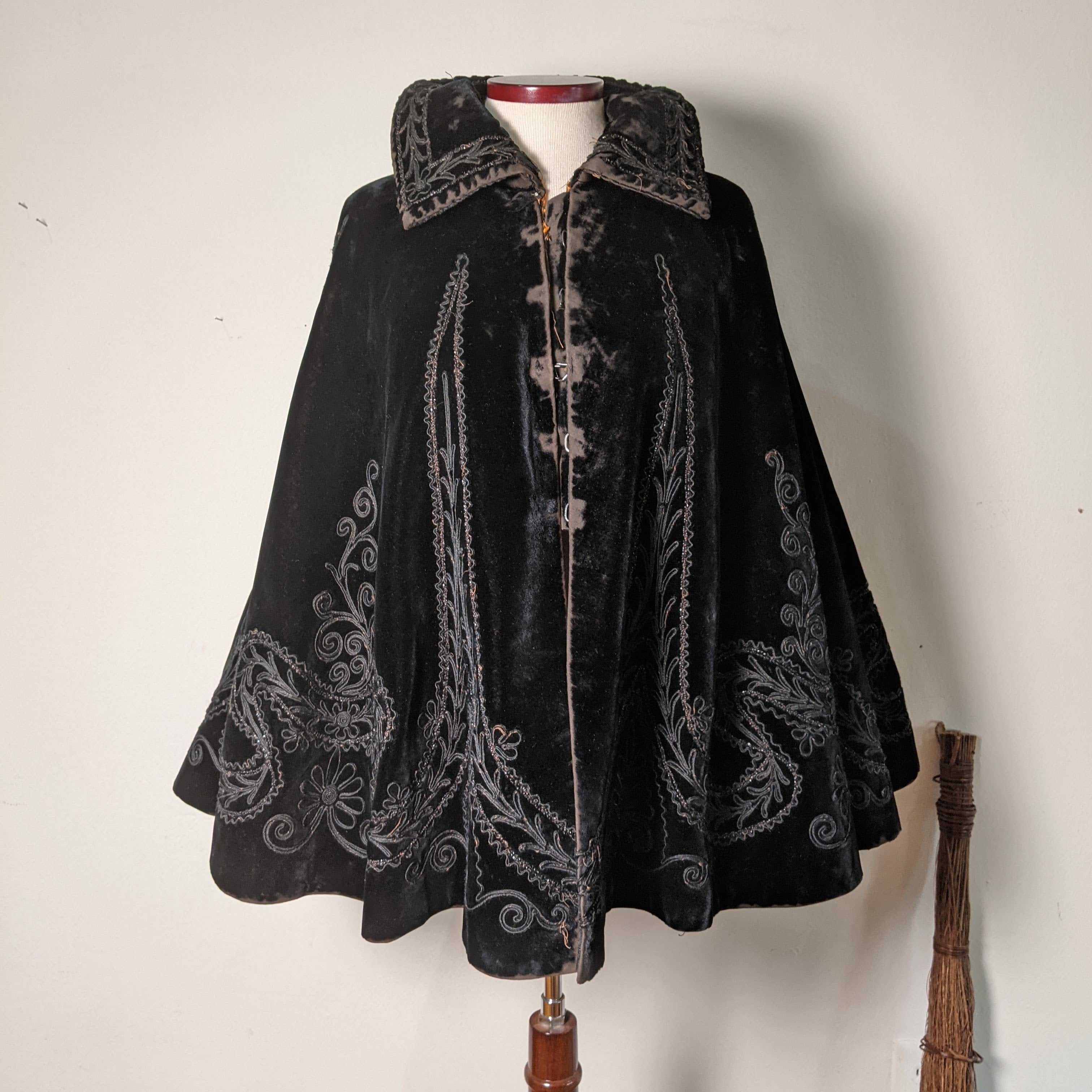 c. 1890s Silk Velvet Cape | Study, Display, Repair