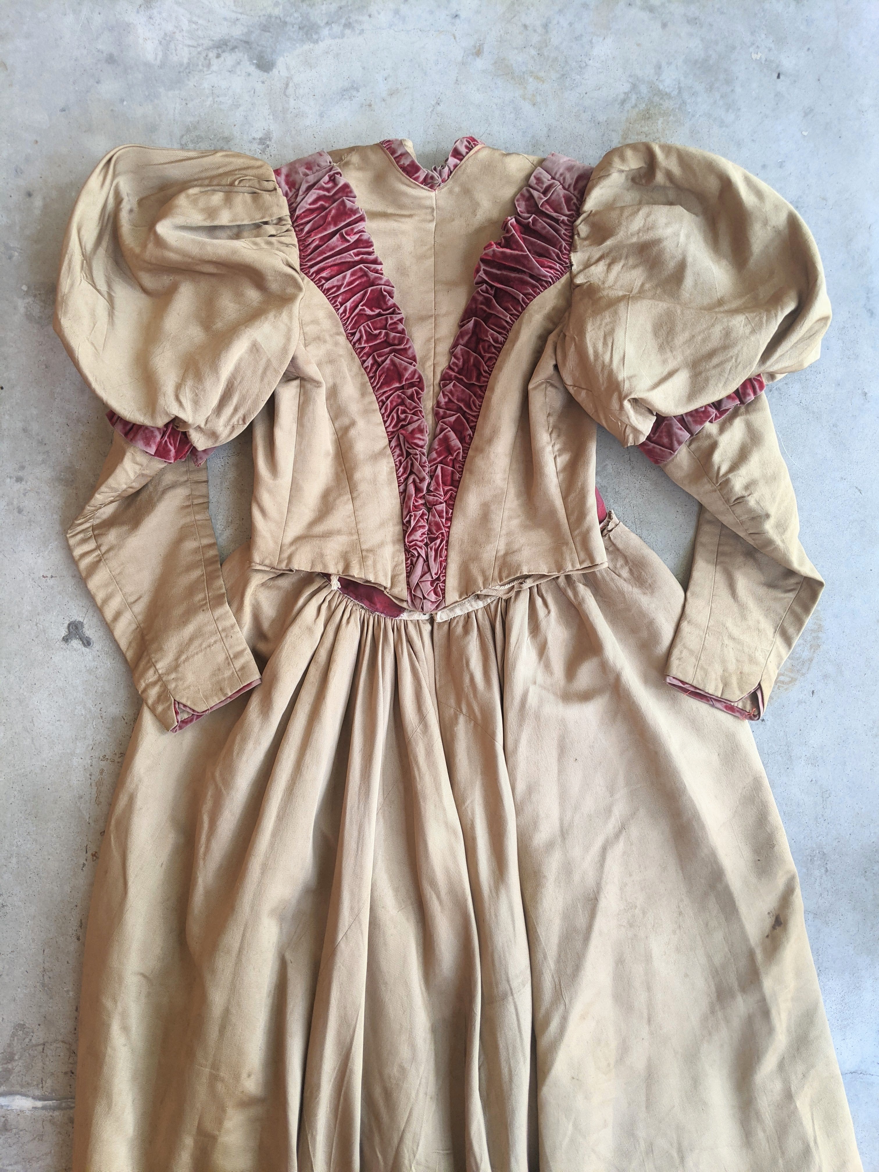 c. 1890s Gold and Burgundy Silk Dress | Study + Display