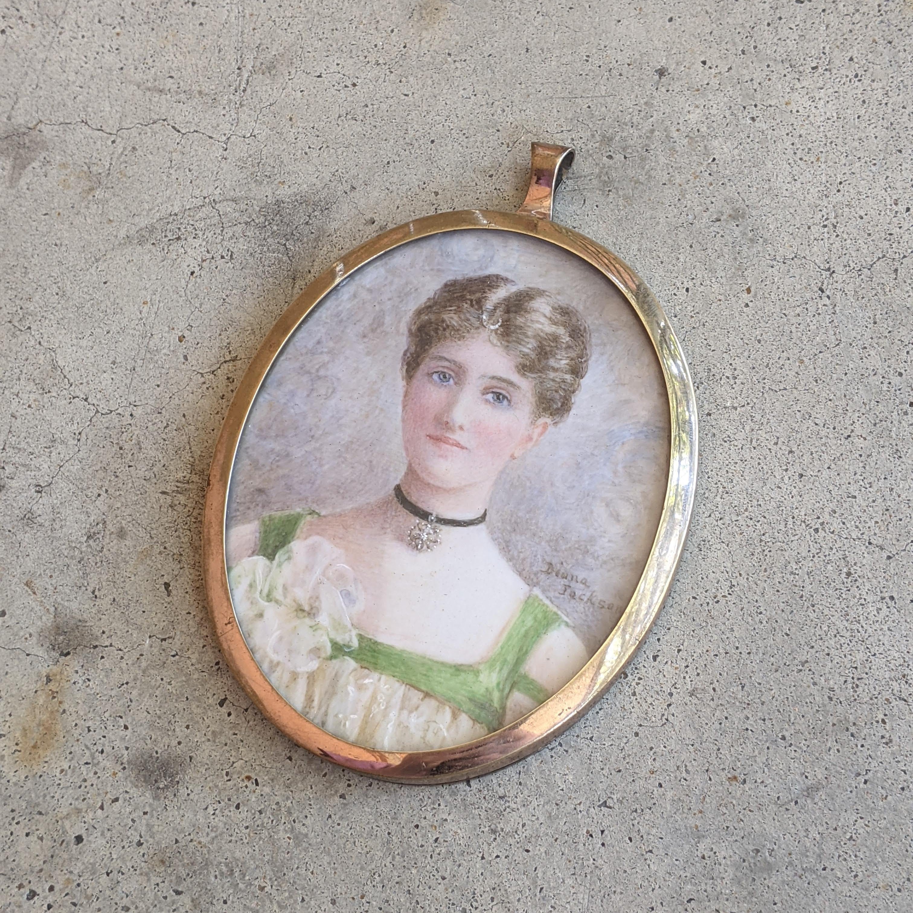1930s Hand Painted Miniature Portrait