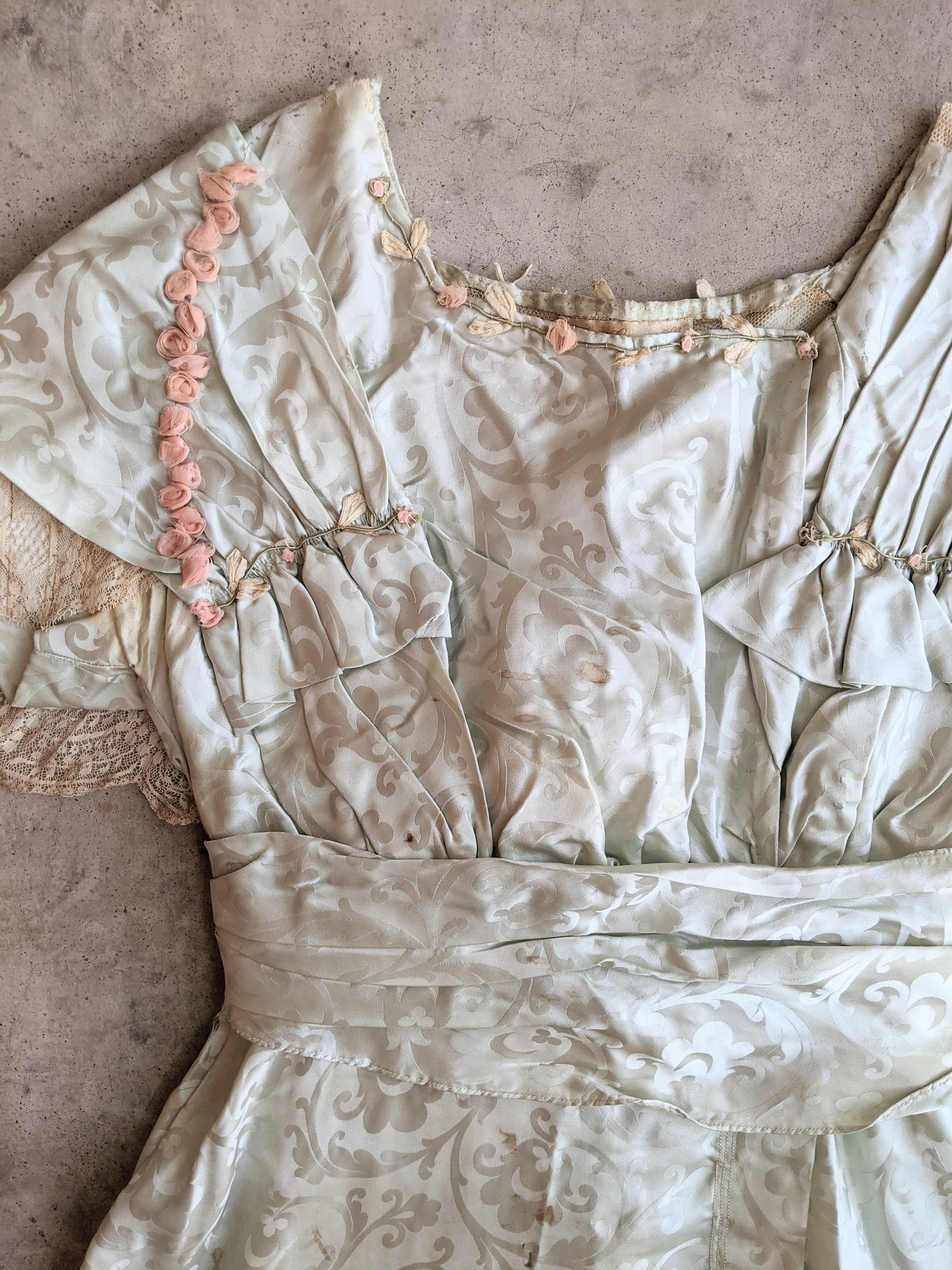 c. 1910 Seafoam Green Silk Gown | Study + Display