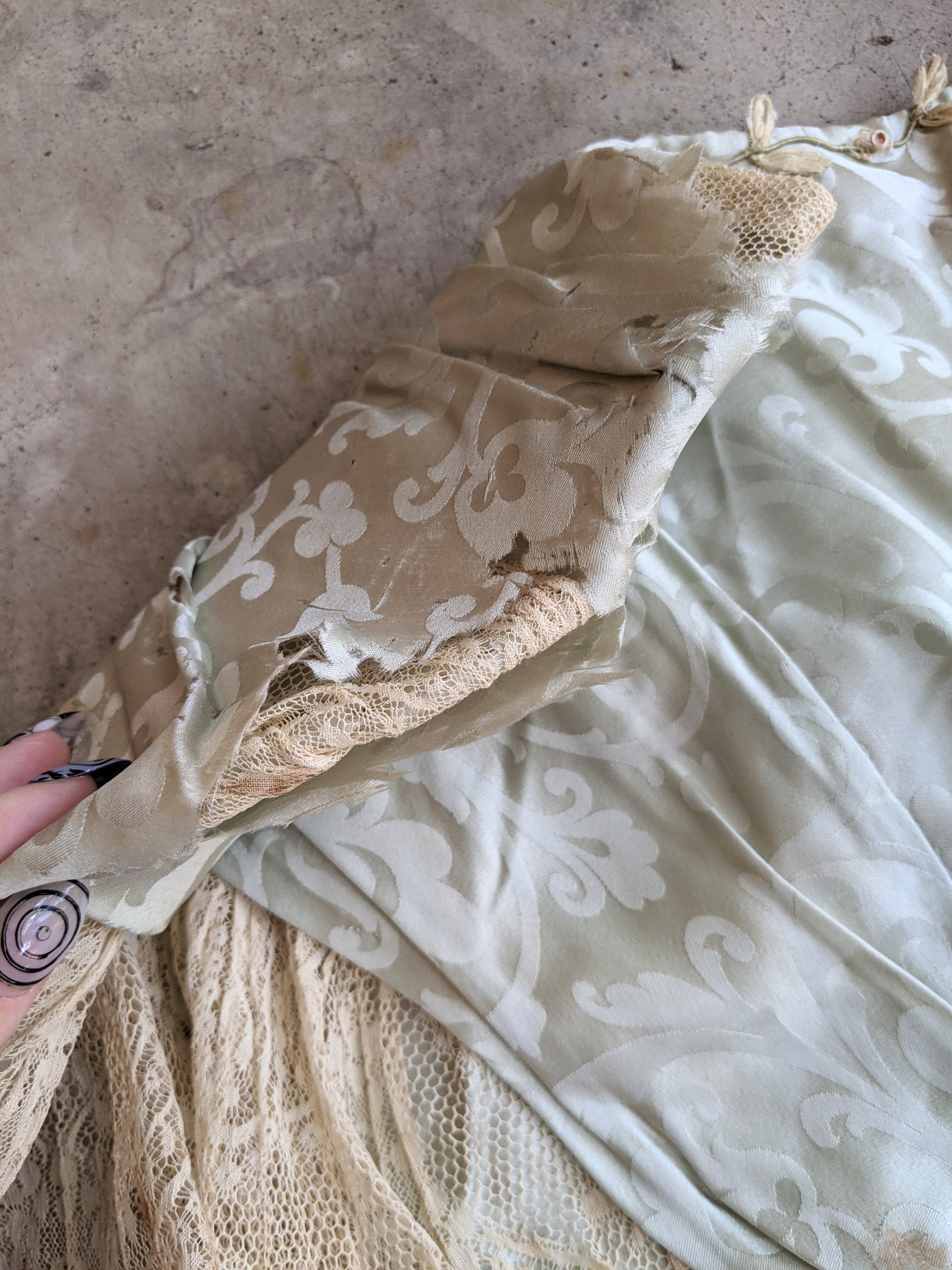 c. 1910 Seafoam Green Silk Gown | Study + Display