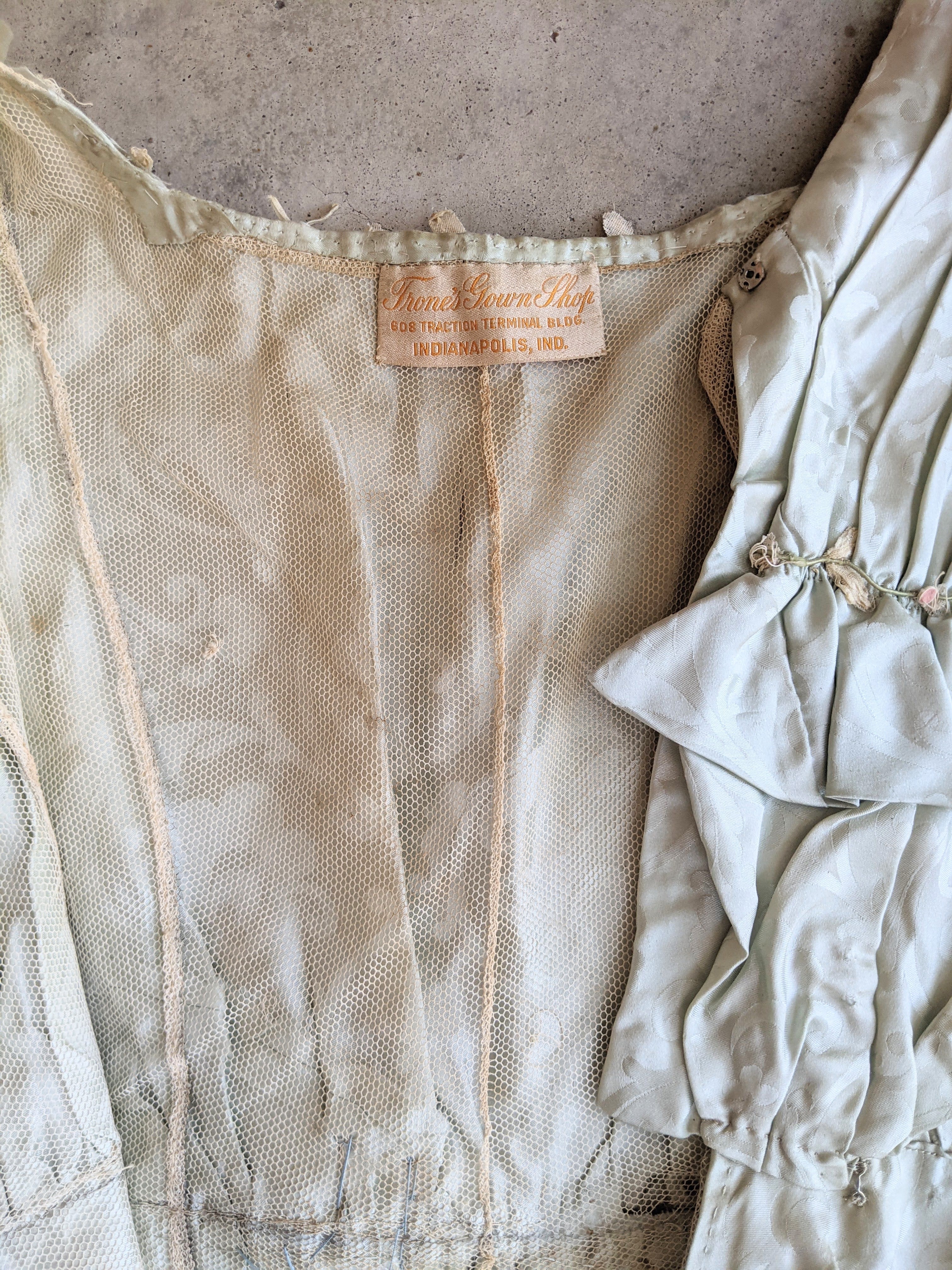 c. 1910 Seafoam Green Silk Gown | Study + Display