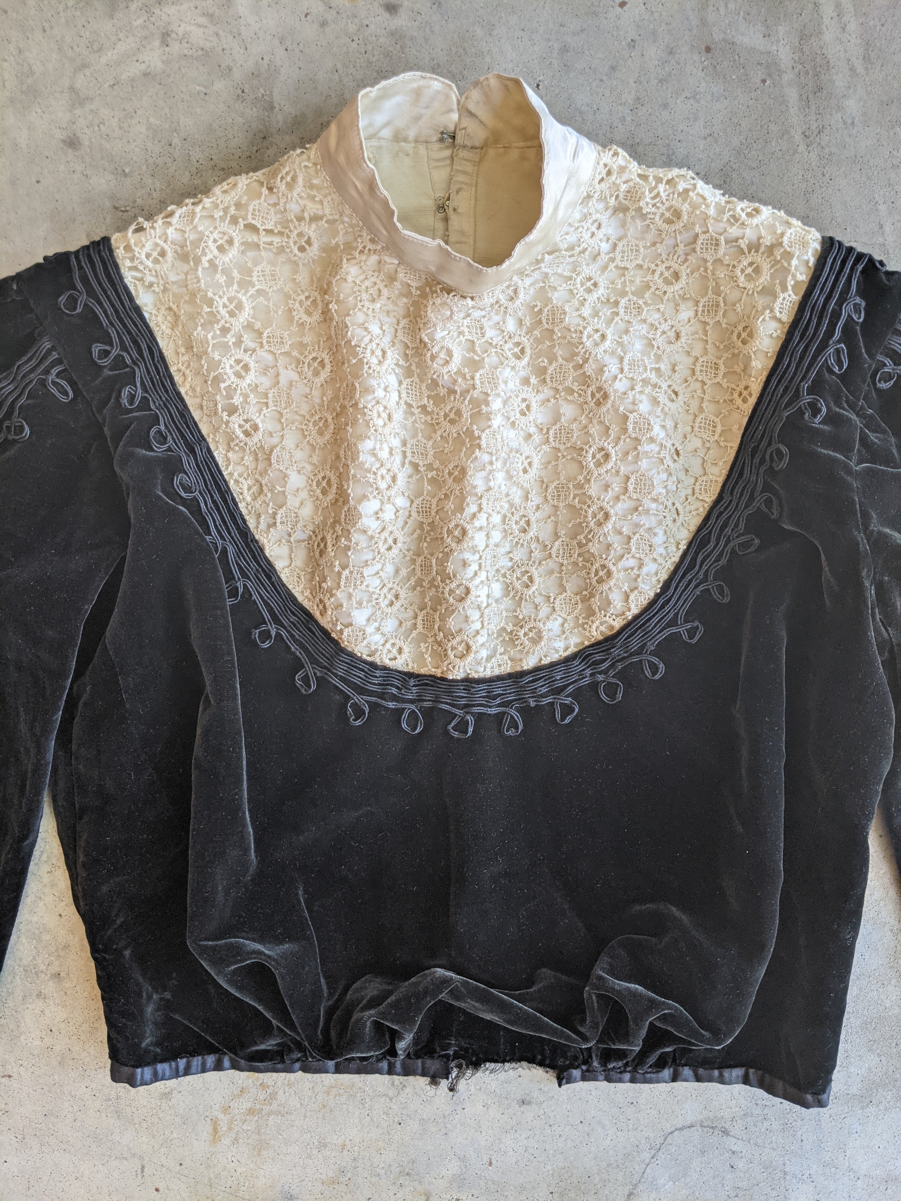 c. 1900s Black Velvet Bodice