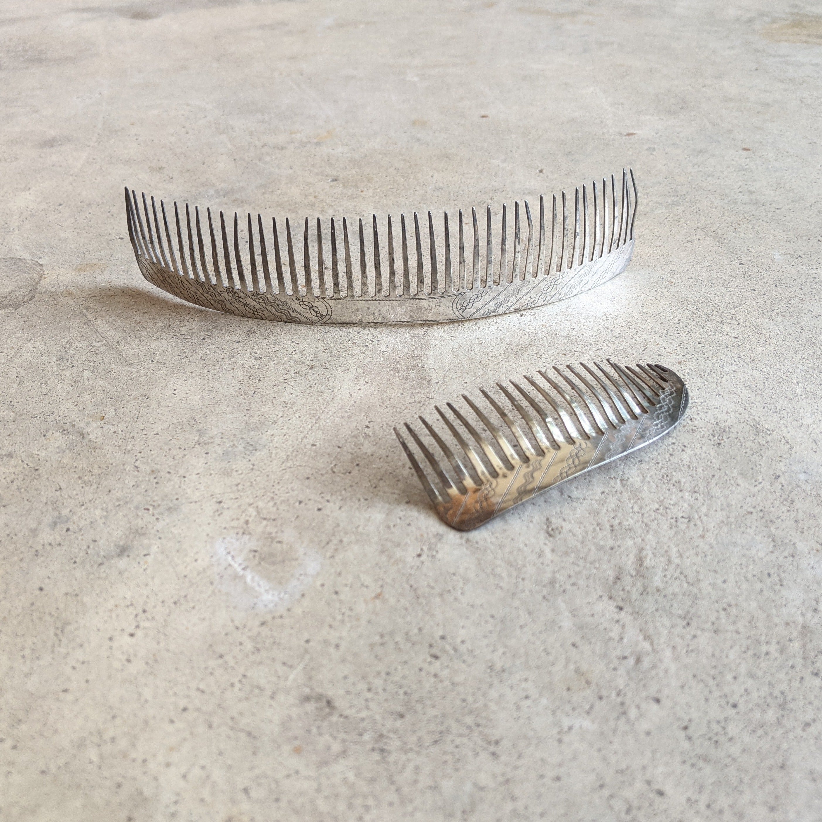 19th C. Silver Hair Comb Set
