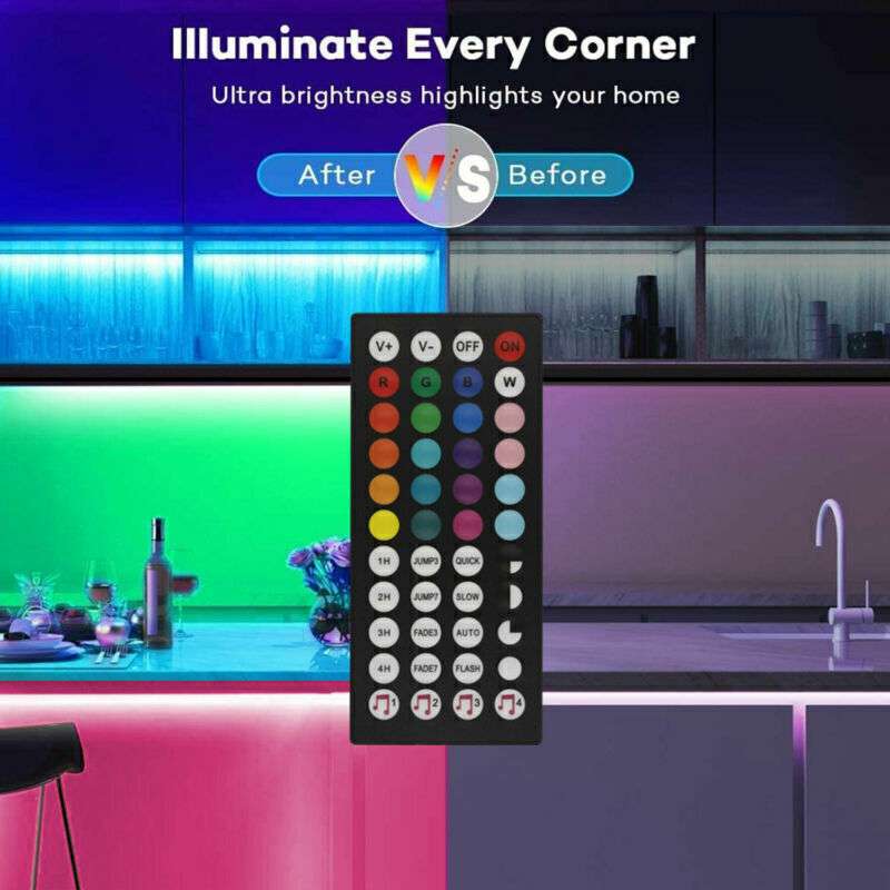BRAND NEW 5050 RGB LED Strip Bluetooth Remote Lights TV Back Lights For Bar Room - Gadgets & Gifts