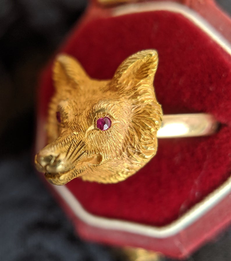 Victorian 19k Gold Fox on 14k Band